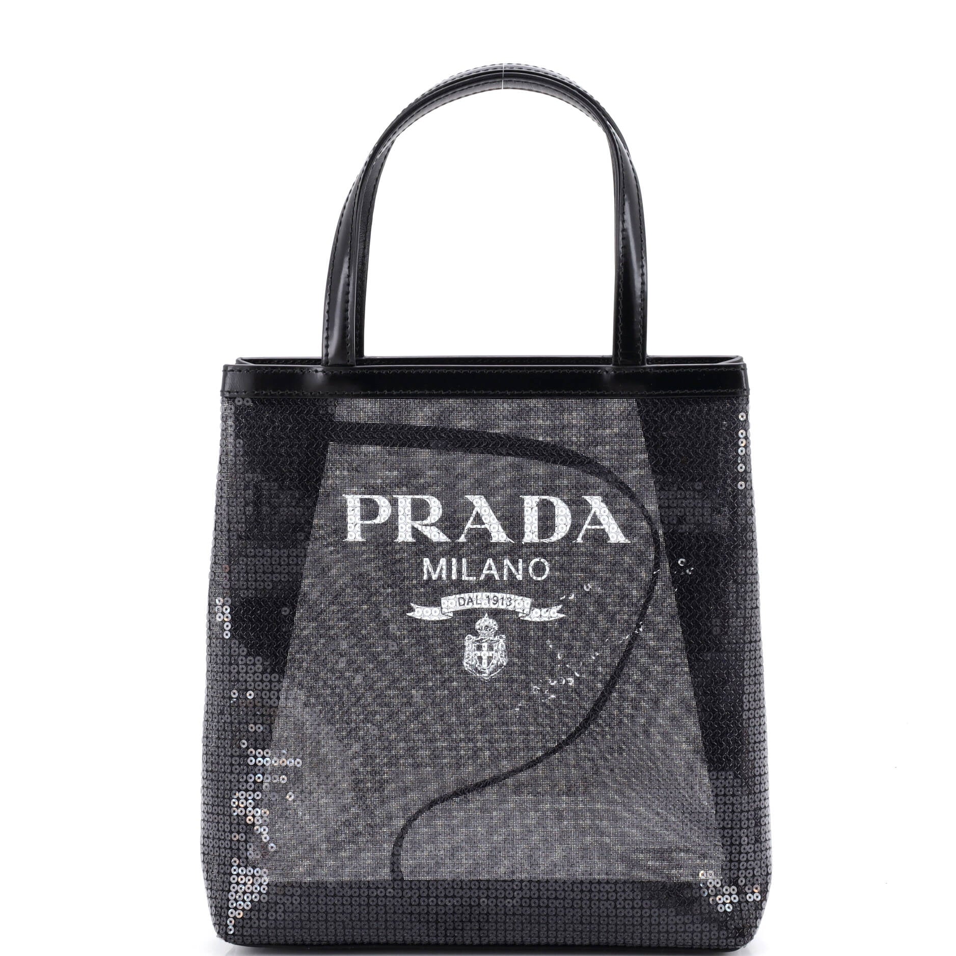 Logo Open Tote Sequined Mesh Small