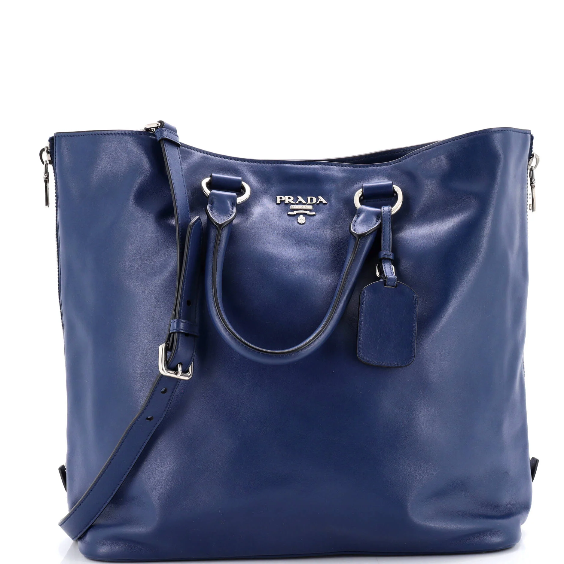 Side Zip Convertible Shopper Tote Soft Calf Large