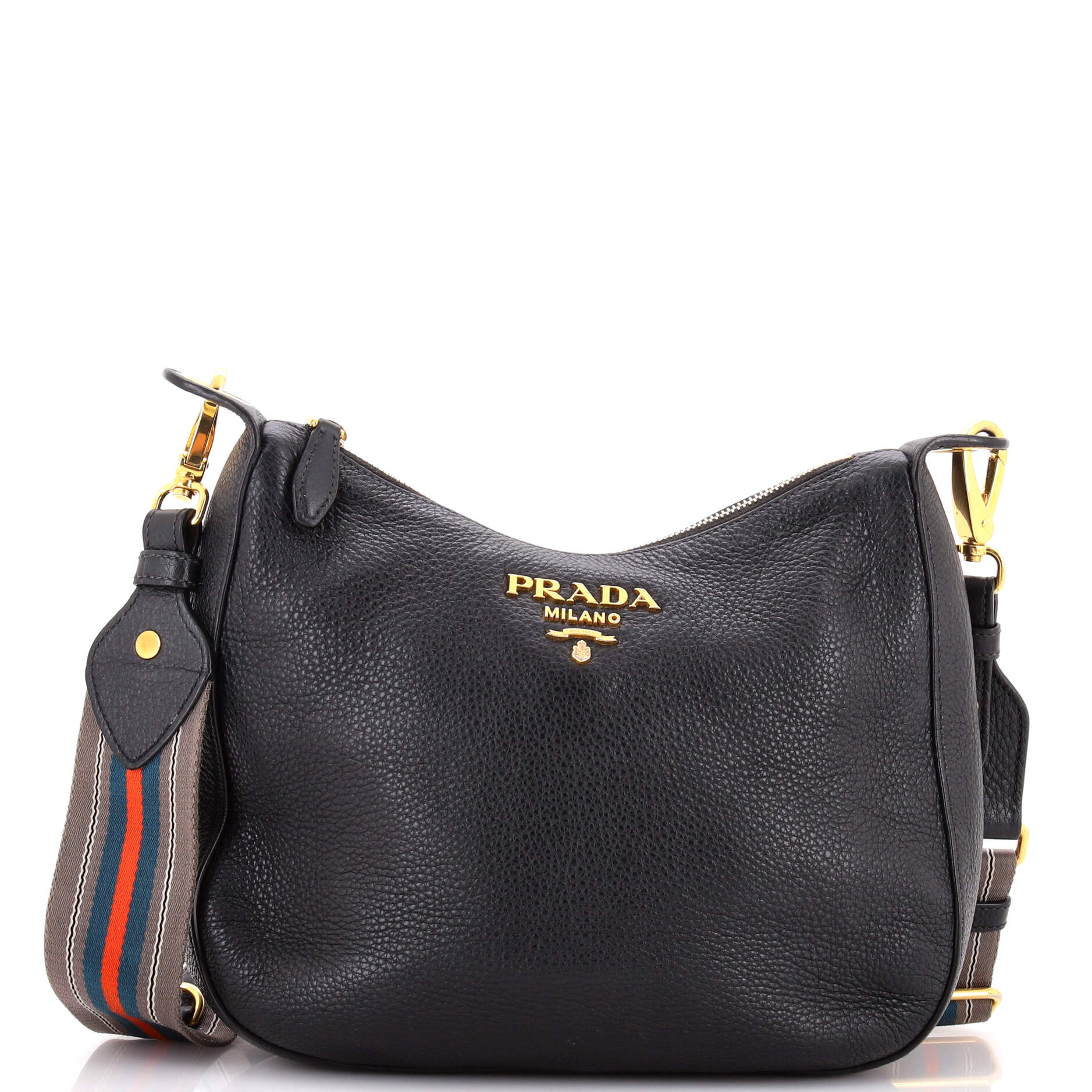 Striped Strap Zip Hobo Vitello Phenix Small