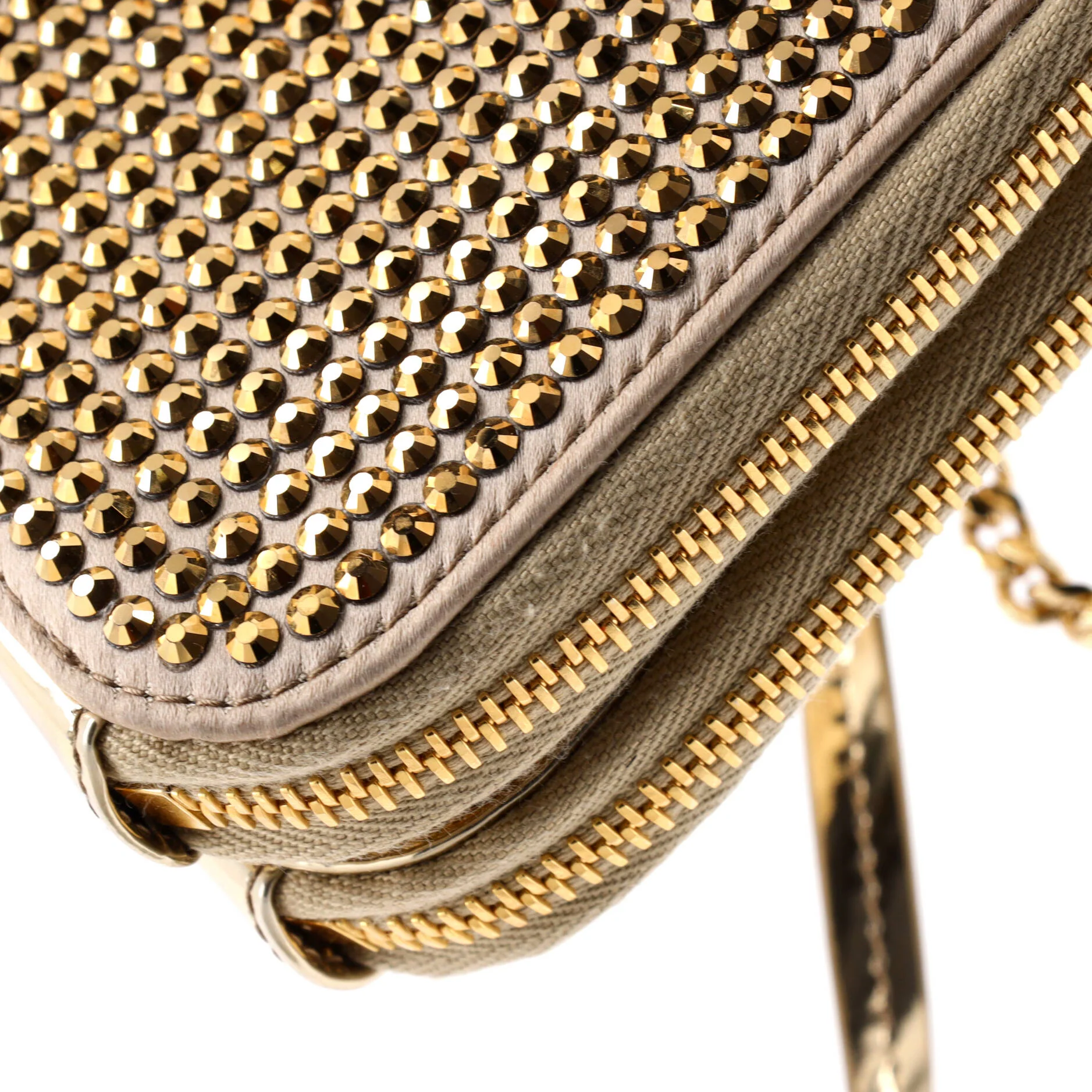 Triangle Double Pouch Crossbody Crystal Embellished Satin Mini - Image 6