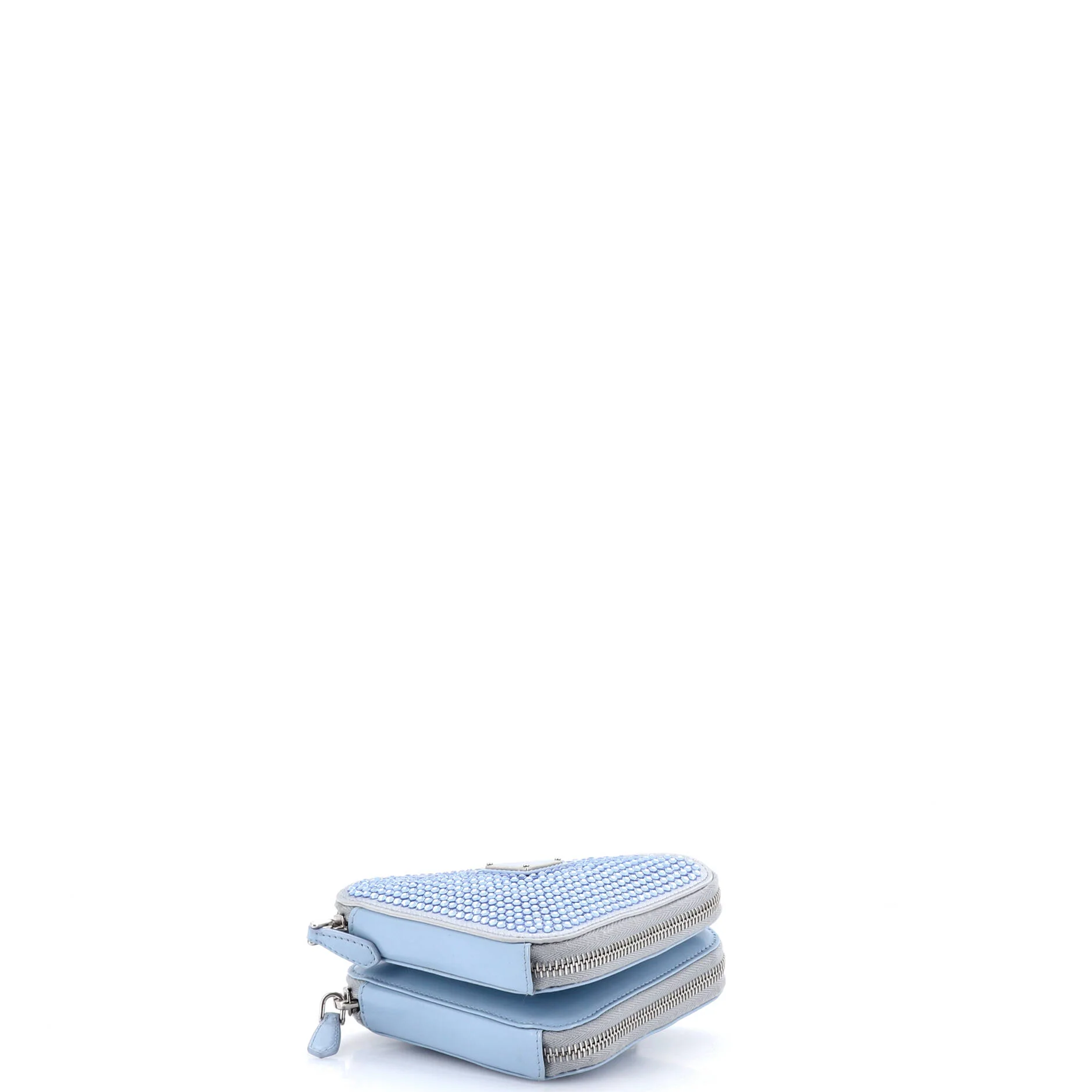 Triangle Double Pouch Crossbody Crystal Embellished Satin Mini - Image 4
