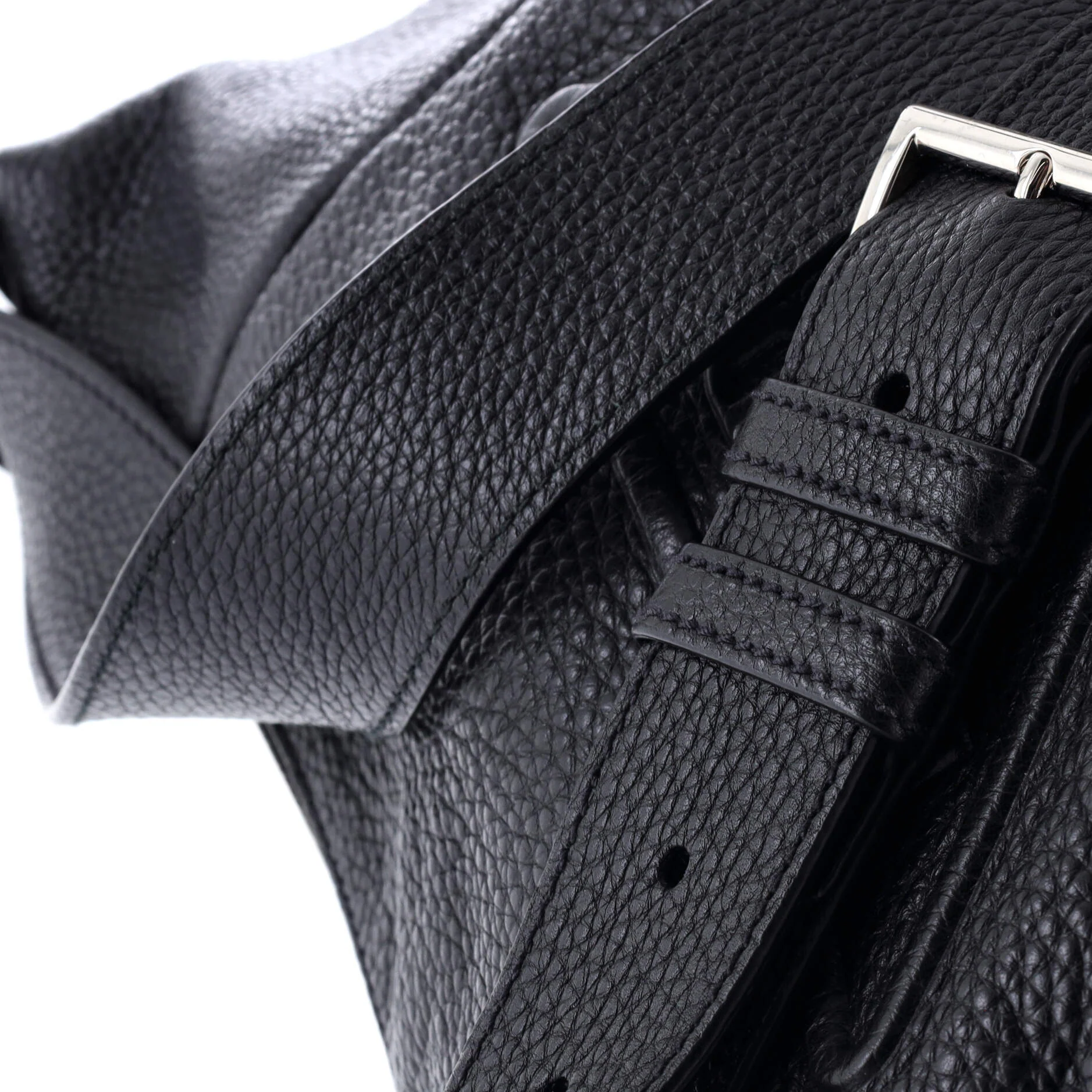 Triangle Logo Embossed Side Zip Shoulder Bag Vitello Daino - Image 7
