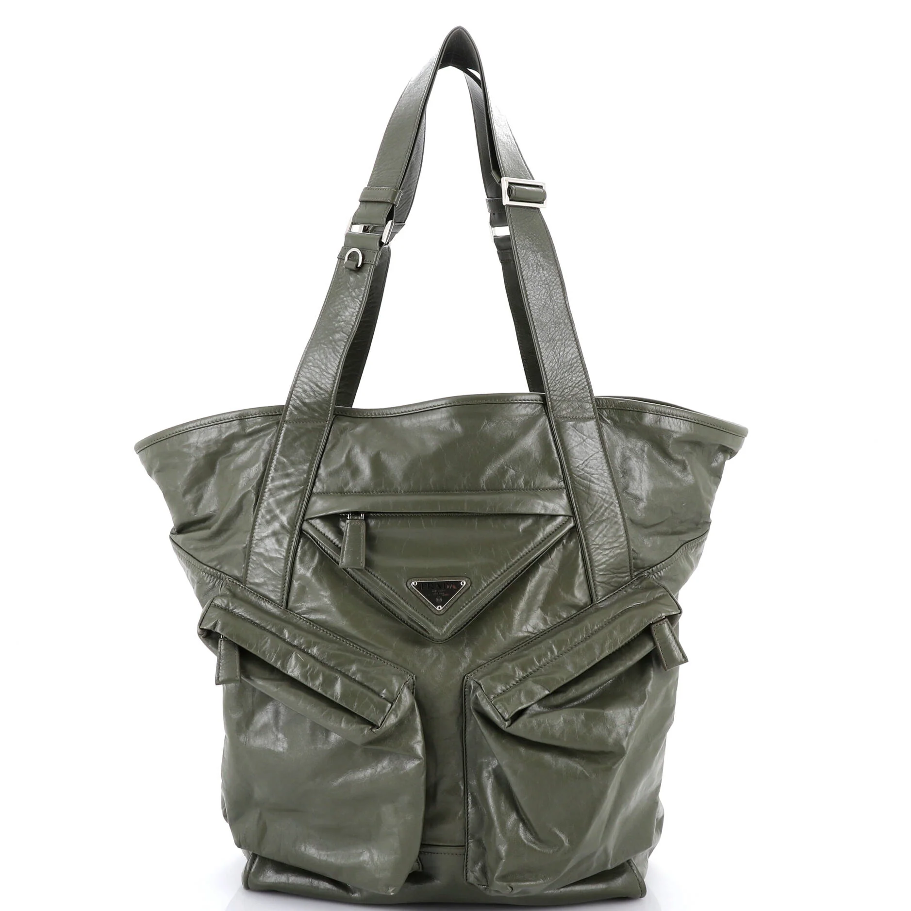 Triple Front Pocket Tote Leather Tall