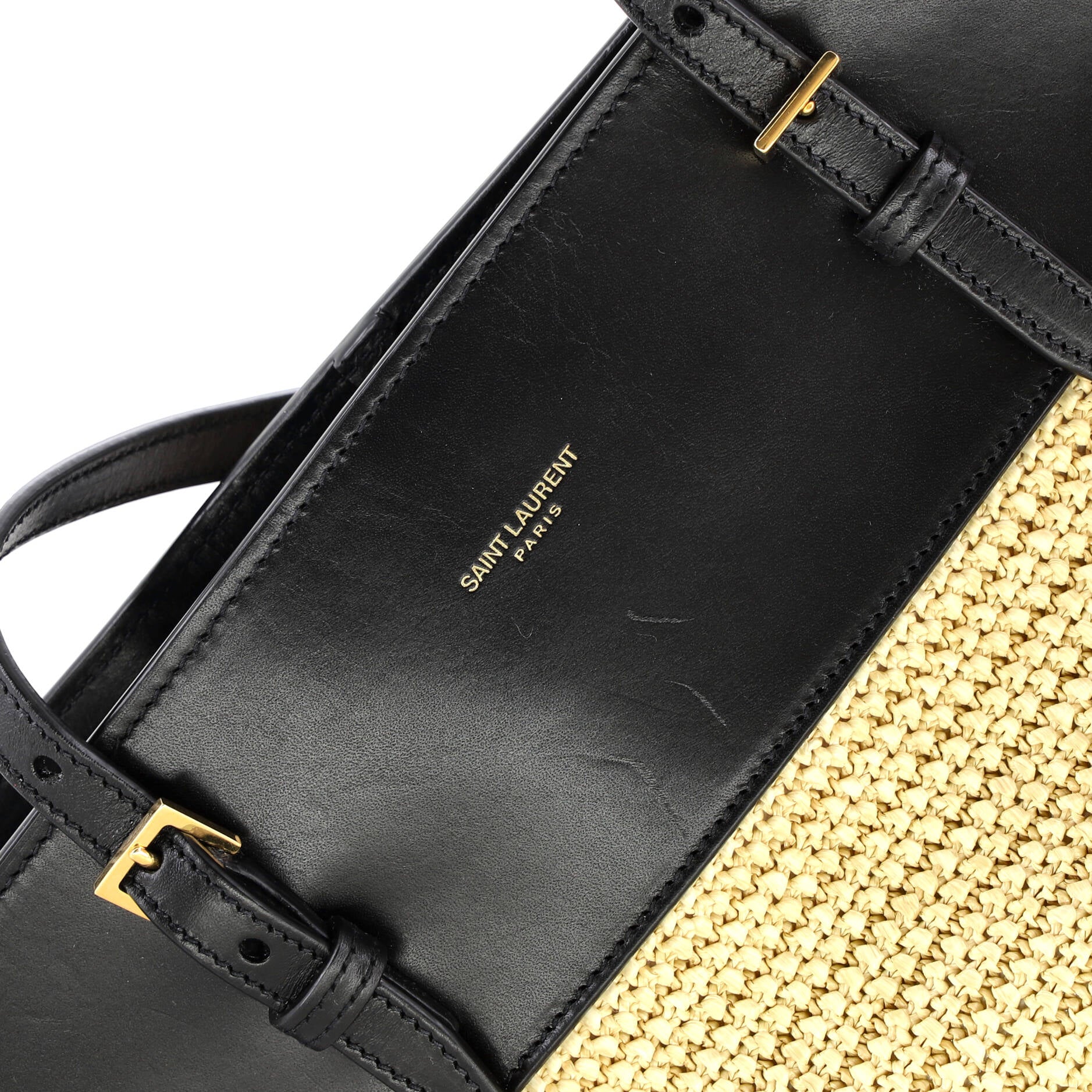 Boucle E/W Shopping Tote Raffia with Leather Medium - Image 6