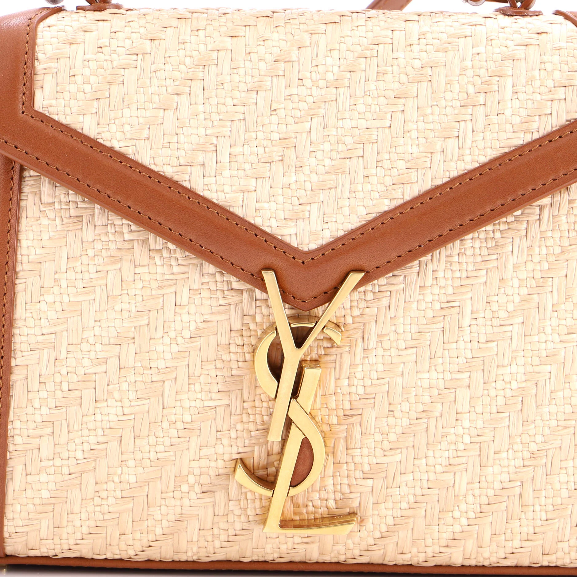 Cassandra Top Handle Bag Raffia with Leather Mini - Image 6