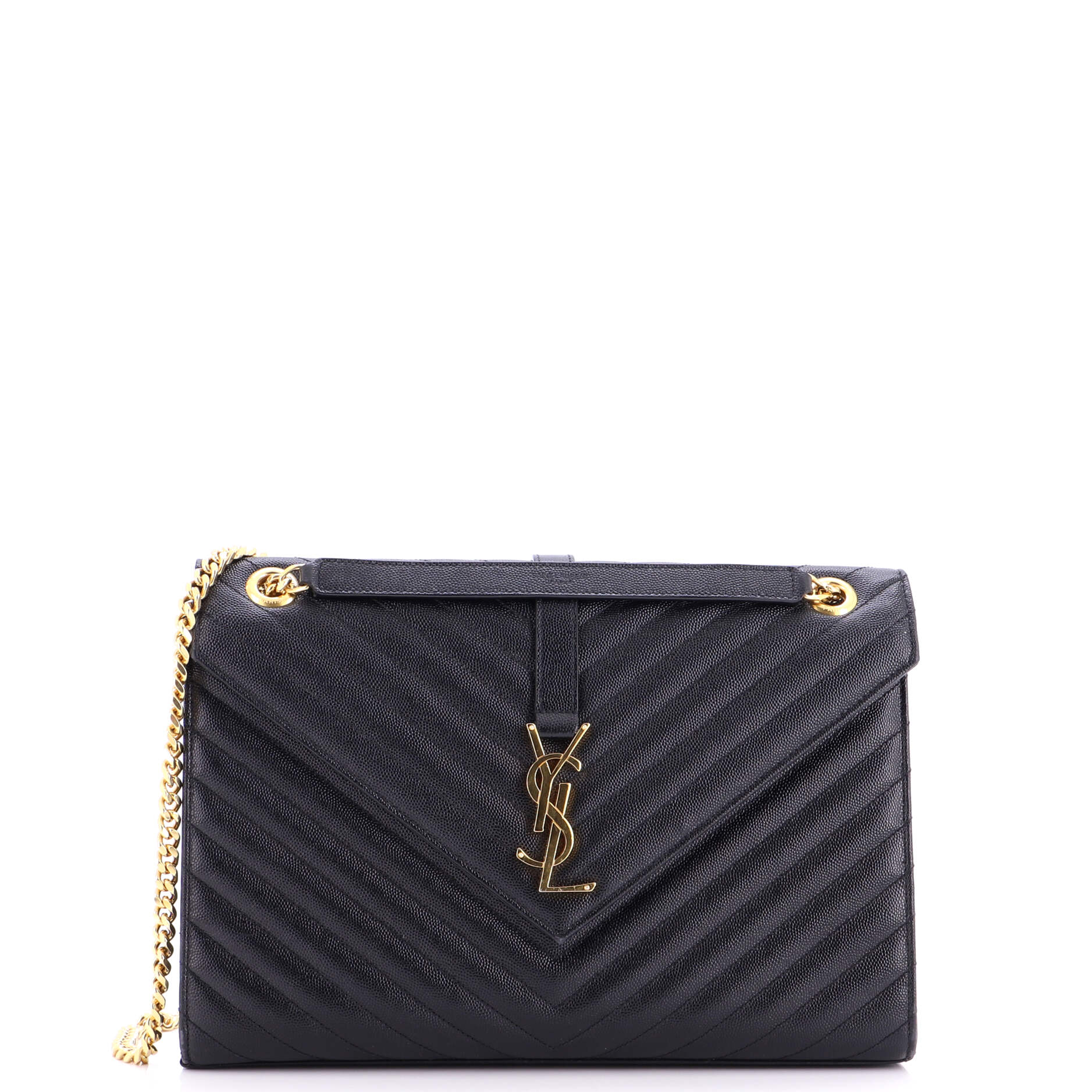 Classic Monogram Envelope Satchel Matelasse Chevron Leather Large