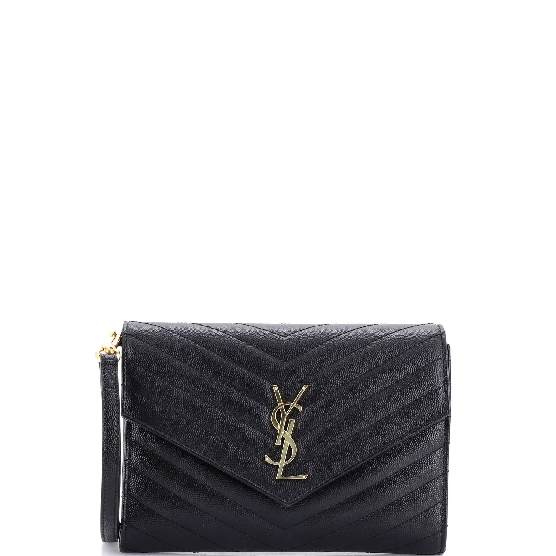 Classic Monogram Envelope Wristlet Clutch Matelasse Chevron Leather