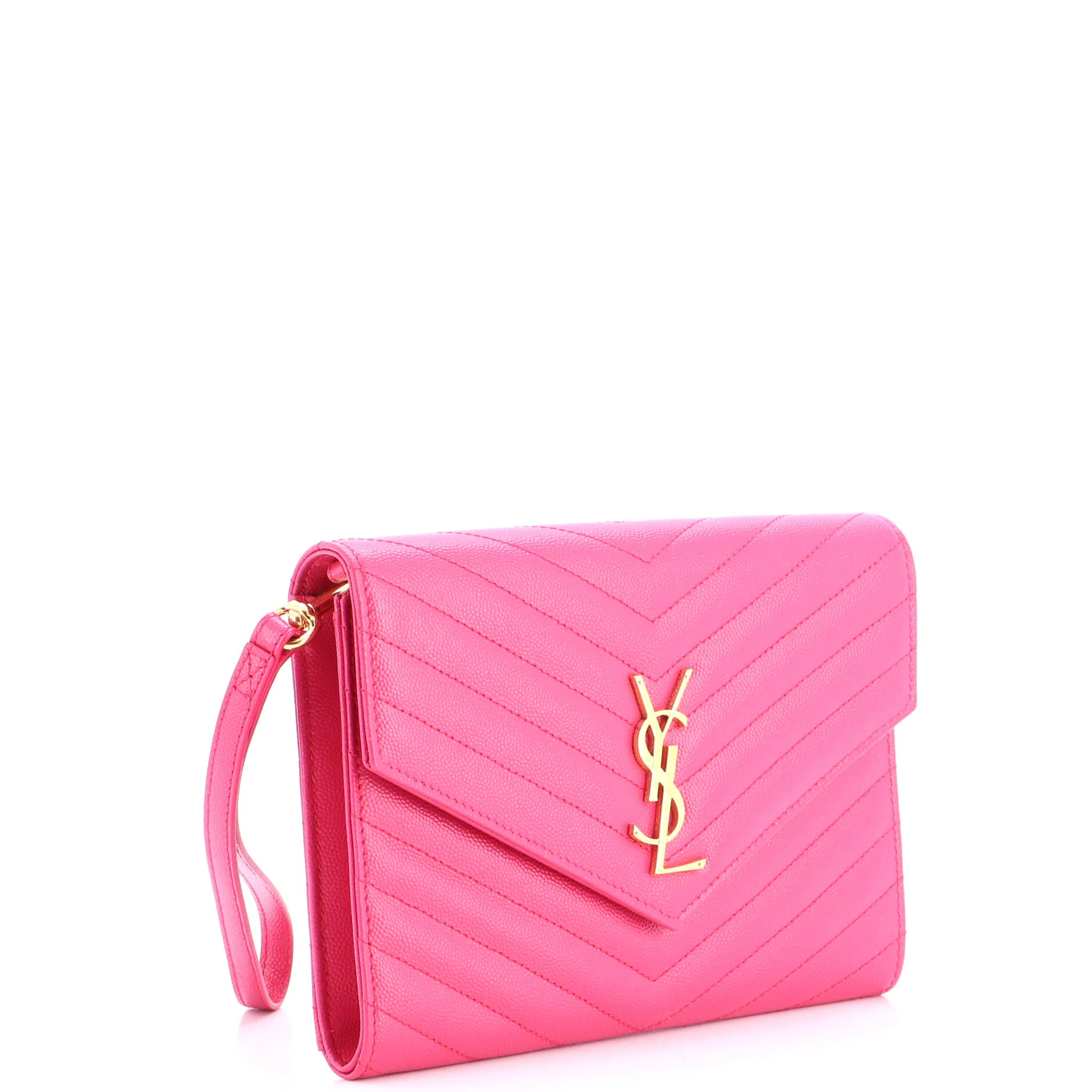 Classic Monogram Envelope Wristlet Clutch Matelasse Chevron Leather - Image 2