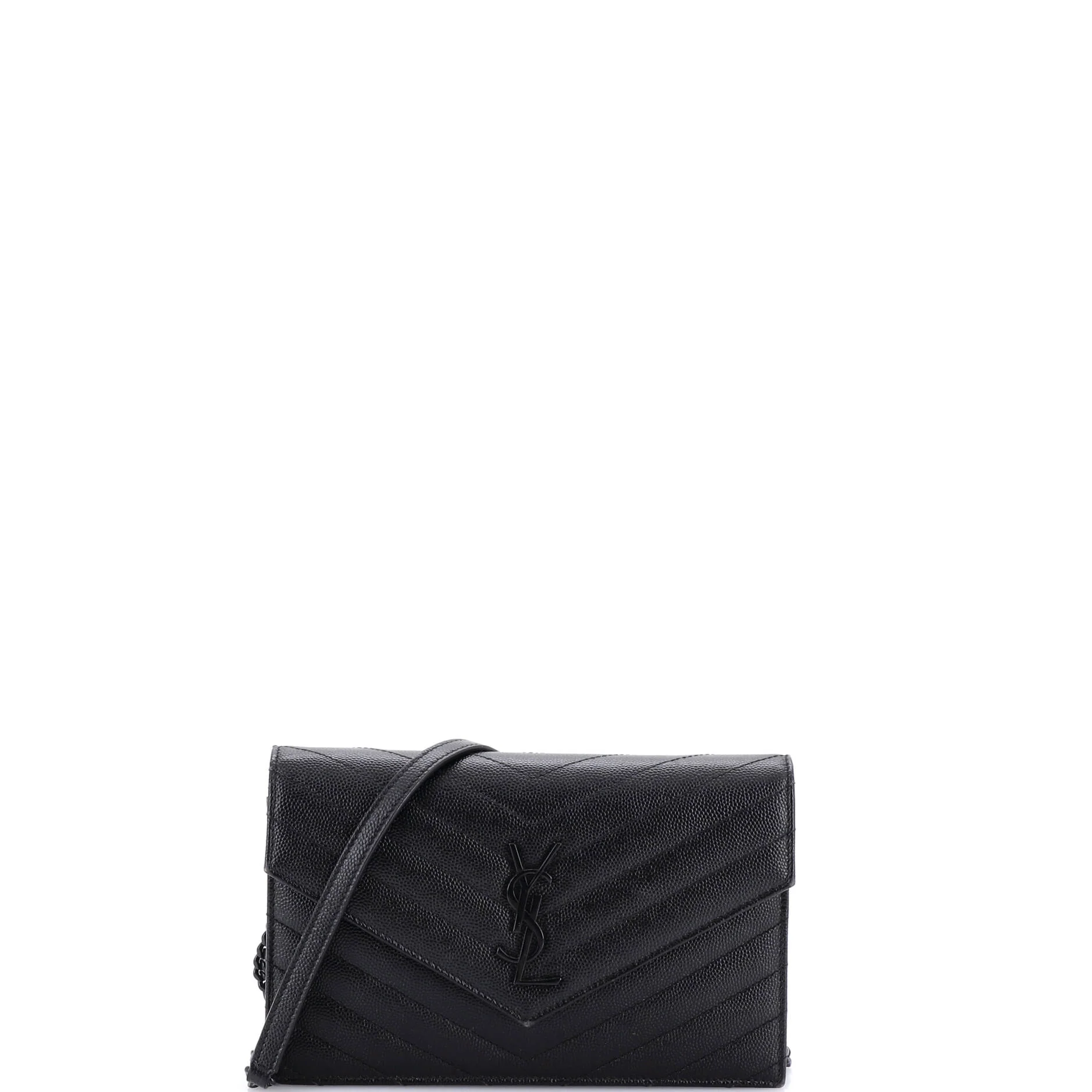 Classic Monogram Wallet on Chain Matelasse Chevron Leather Small