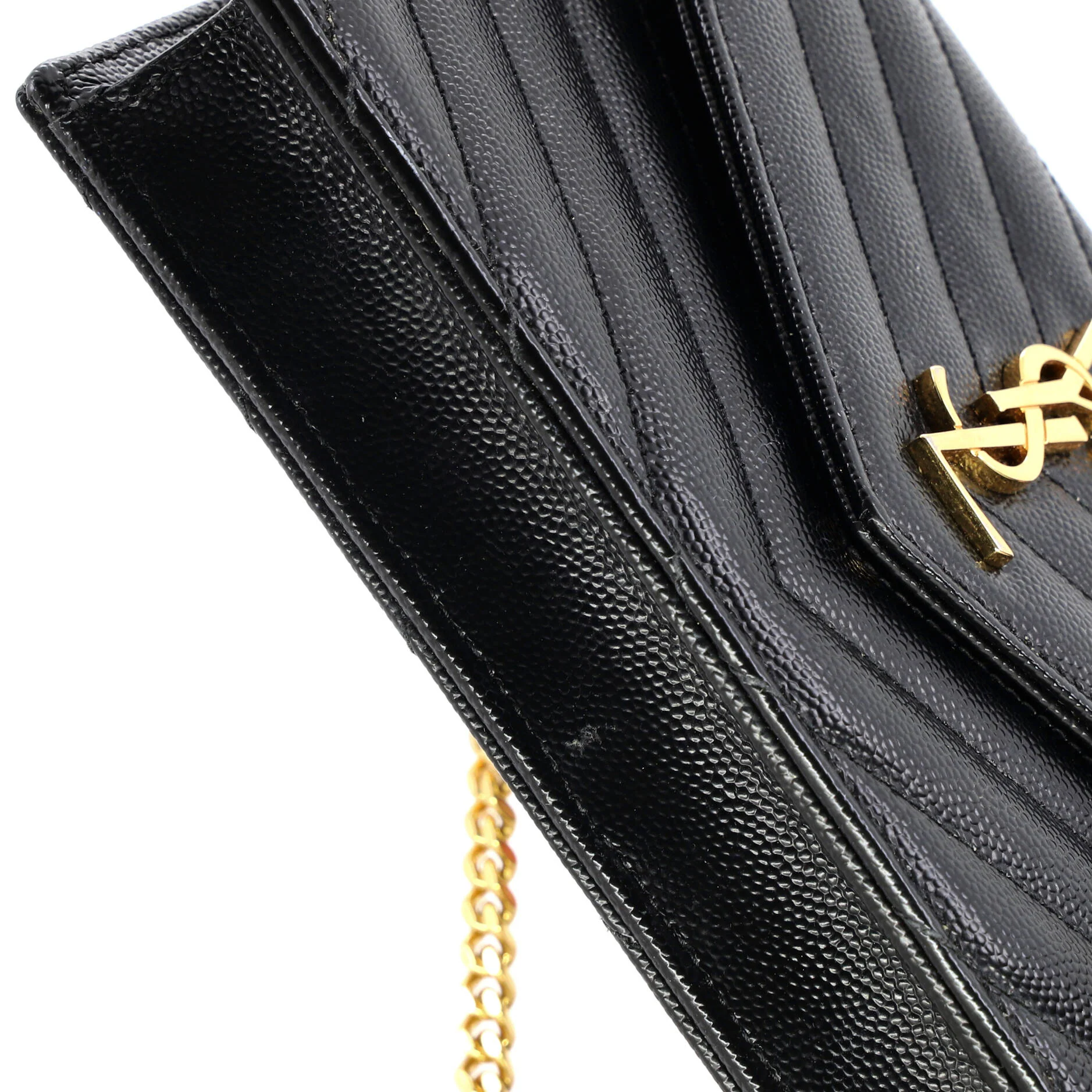 Classic Monogram Wallet on Chain Matelasse Chevron Leather Small - Image 7