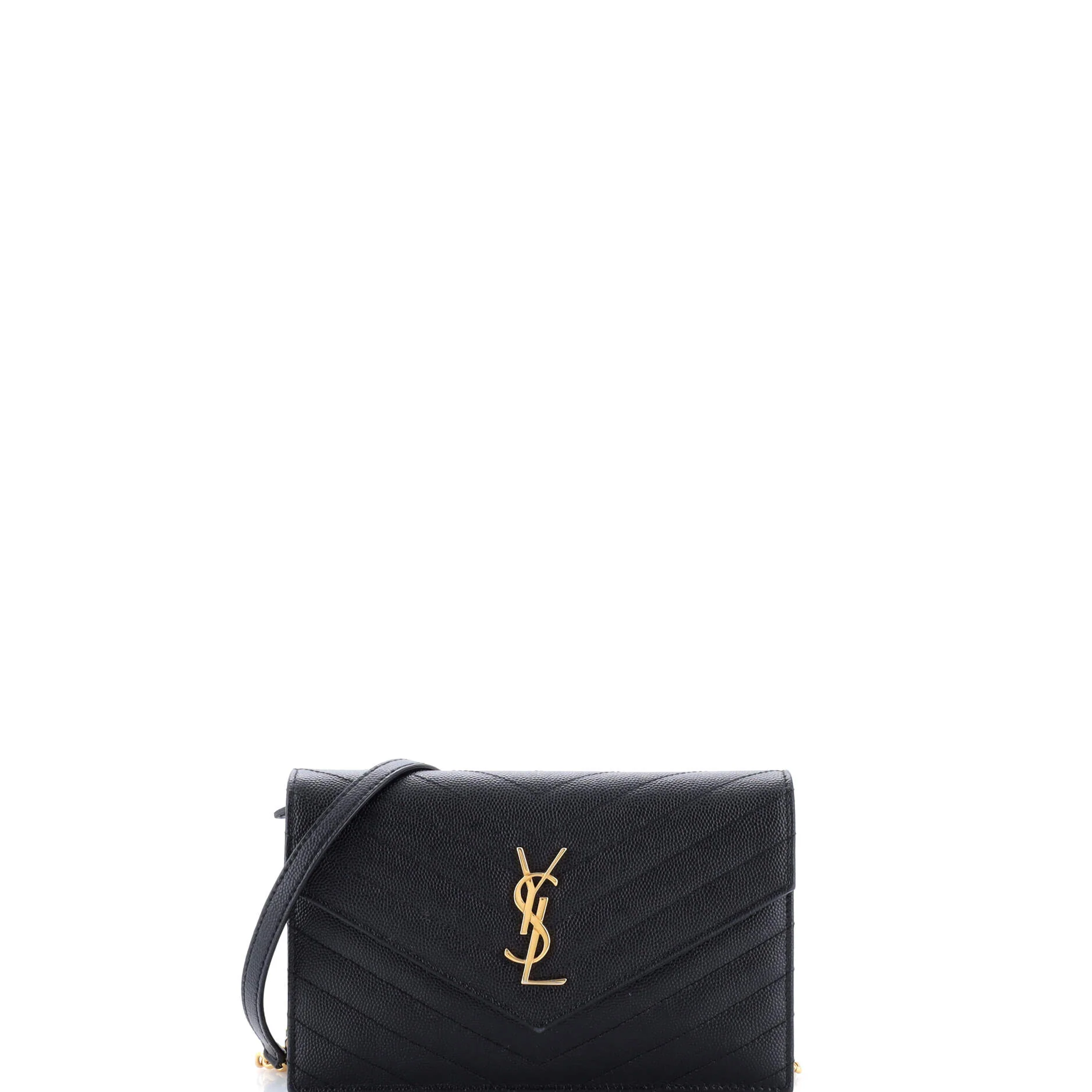 Classic Monogram Wallet on Chain Matelasse Chevron Leather Small