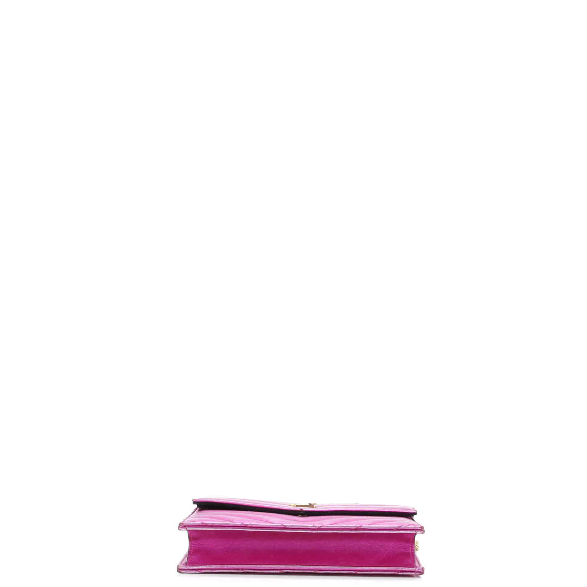 Classic Monogram Wallet on Chain Matelasse Chevron Metallic Leather Small - Image 4