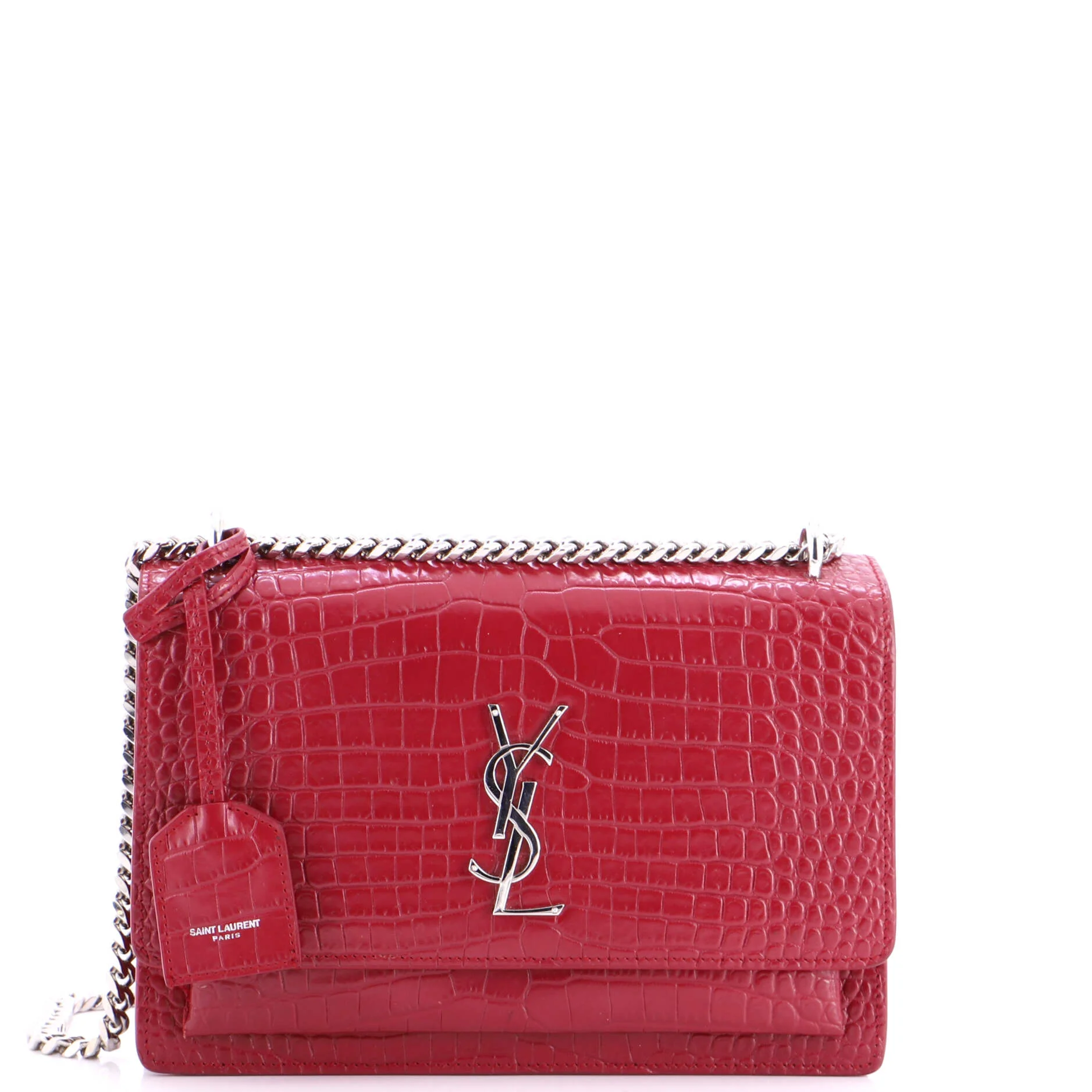 Sunset Crossbody Bag Crocodile Embossed Leather Medium