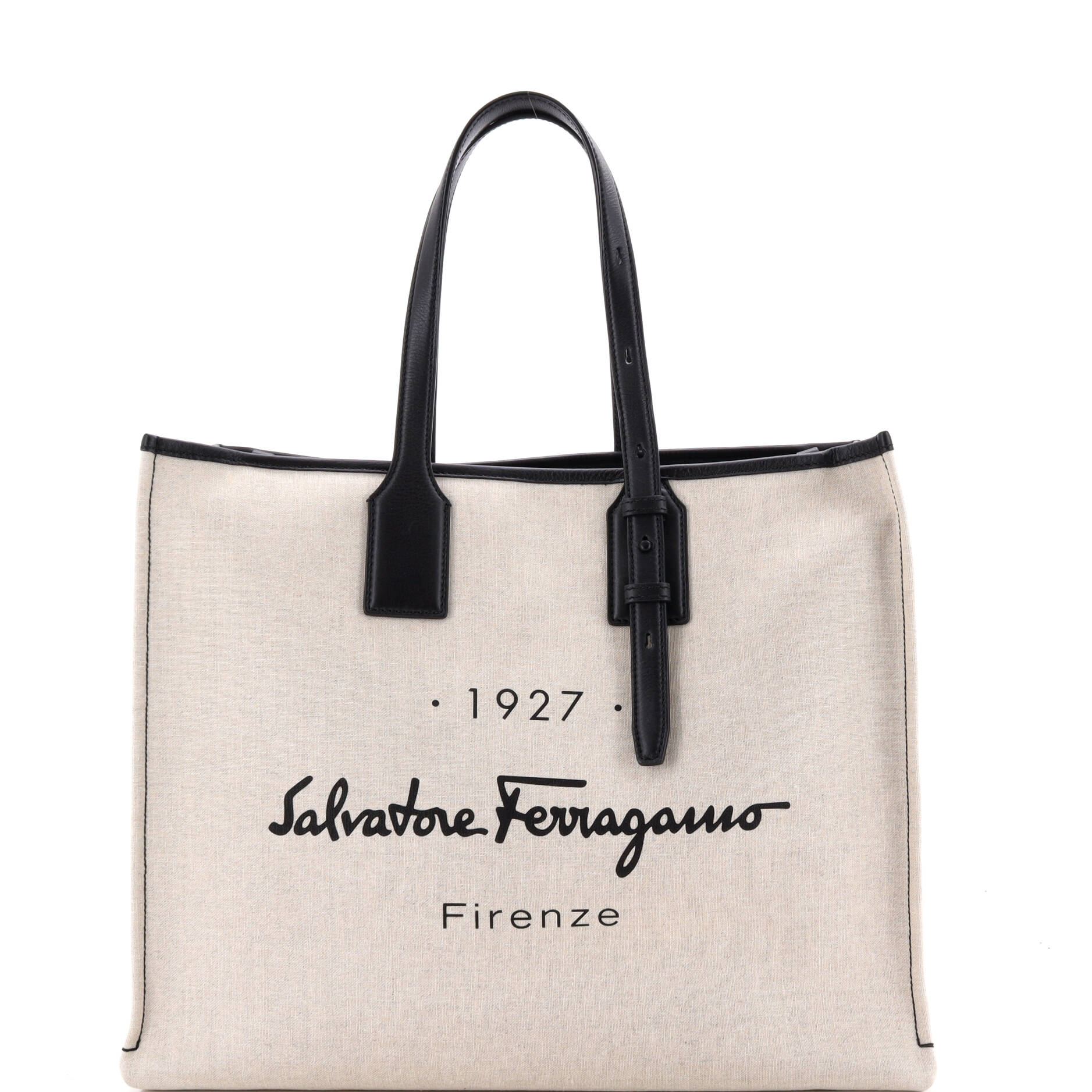 1927 Shopping Tote Canvas with Leather Large