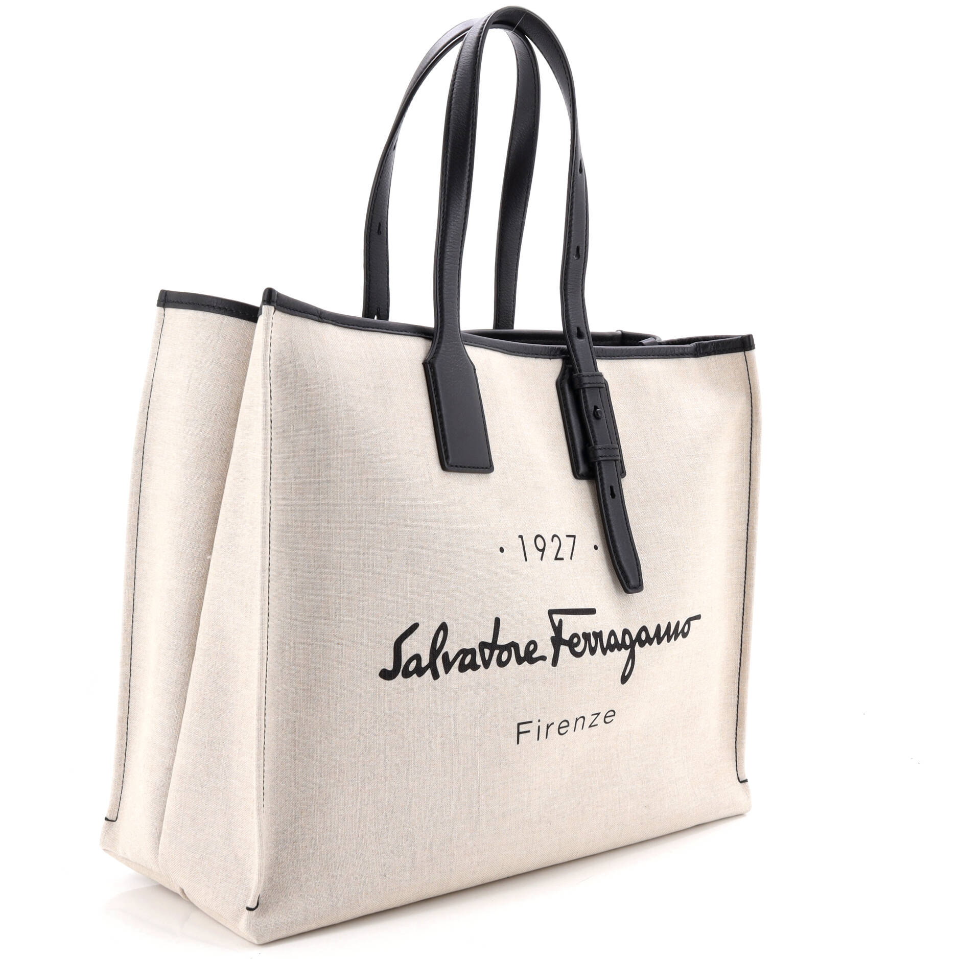 1927 Shopping Tote Canvas with Leather Large - Image 2