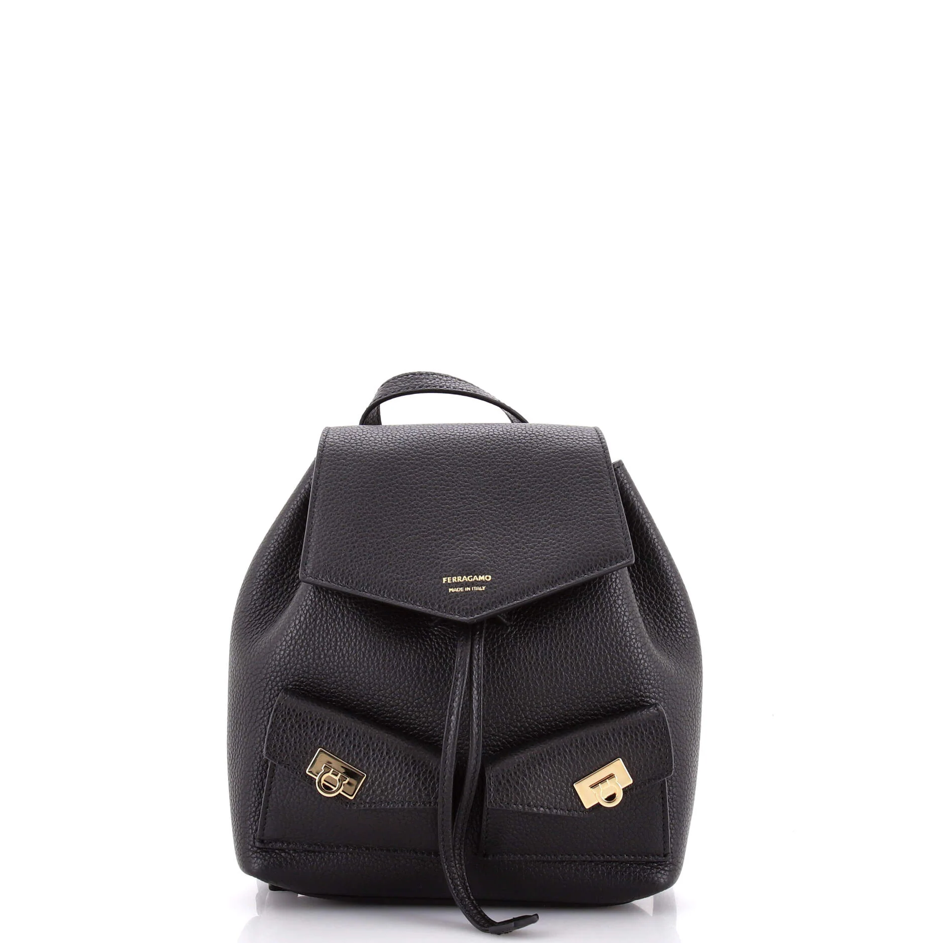 Multipocket Drawstring Backpack Leather Mini