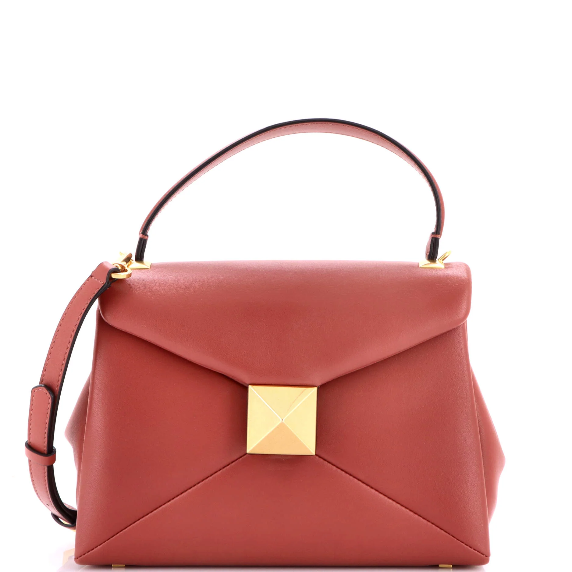 One Stud Top Handle Flap Bag Leather Small