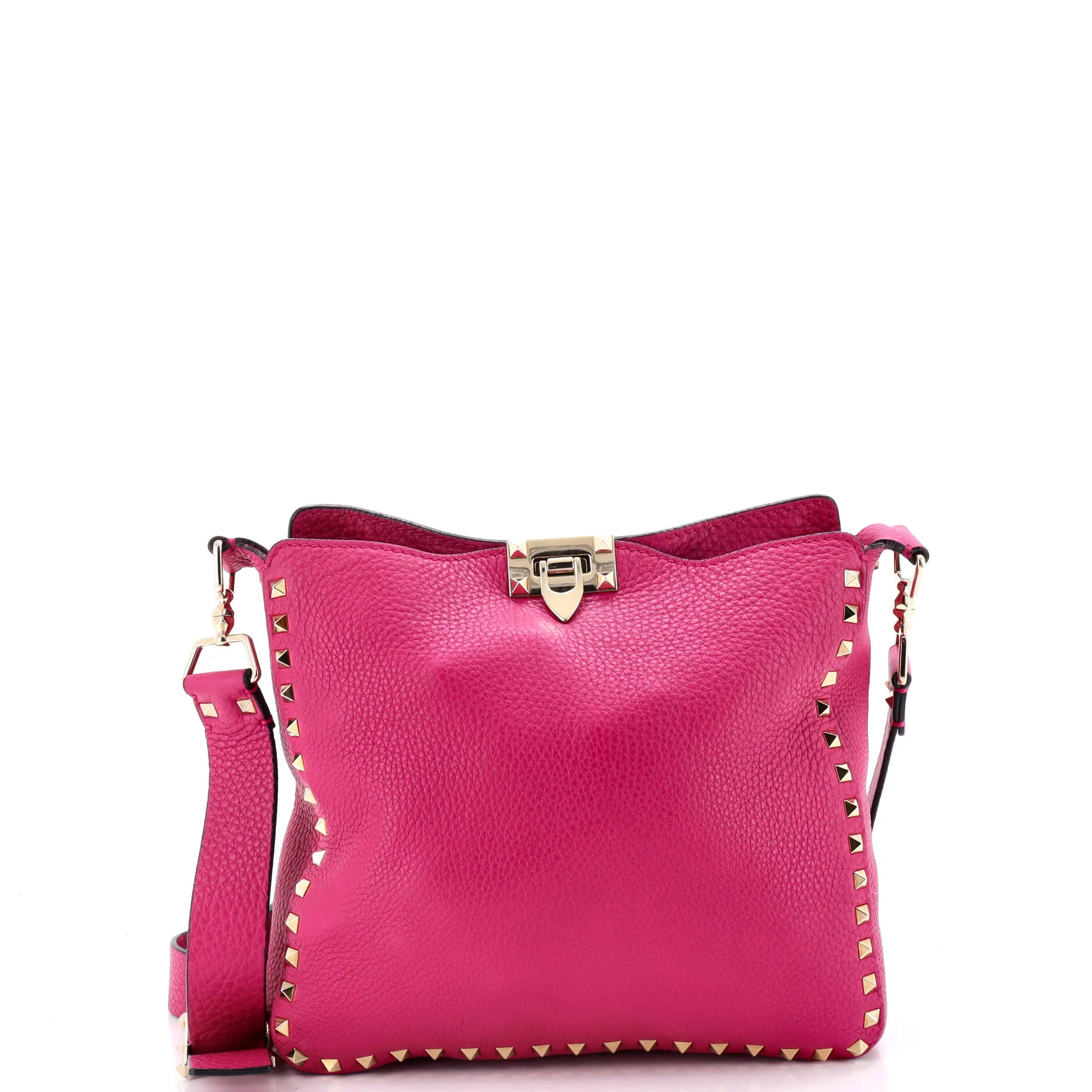 Rockstud Flip Lock Messenger Bag Leather Small