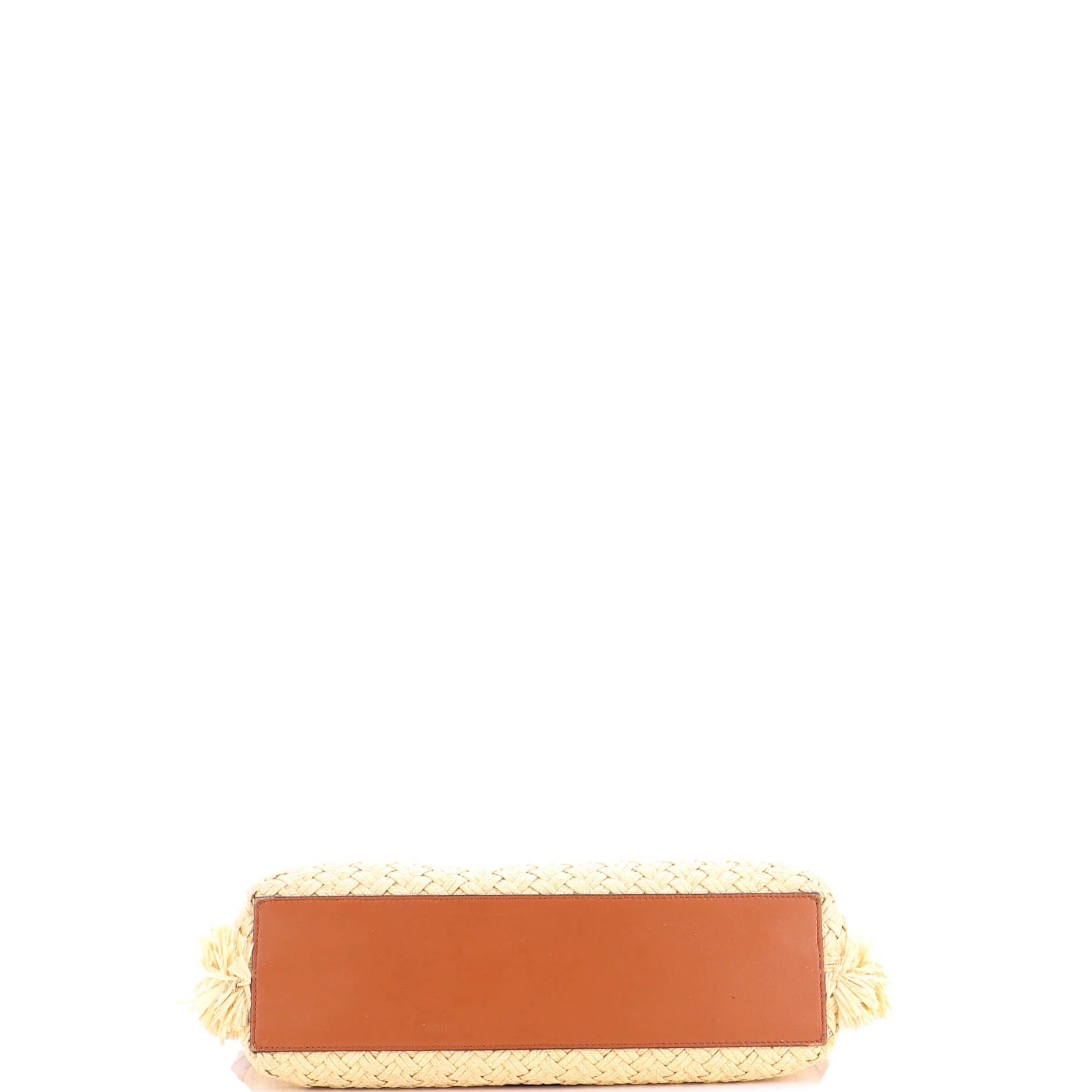 Rockstud Shopping Tote Raffia with Leather Large - Image 4