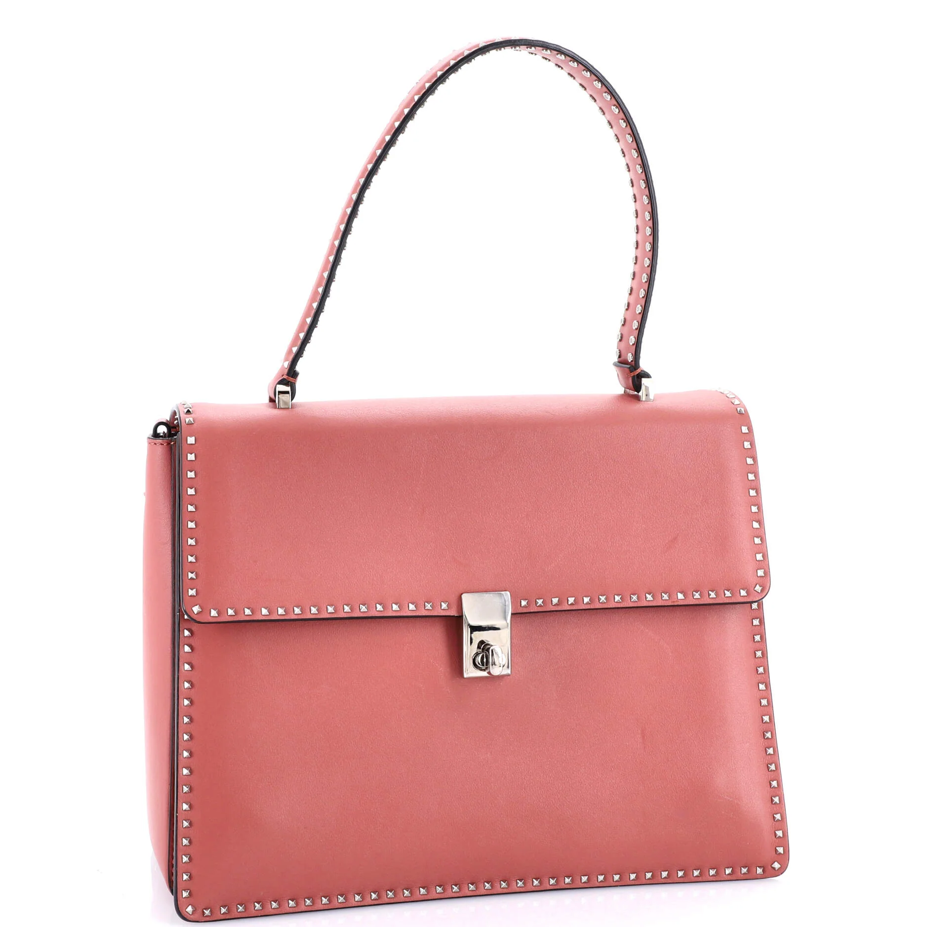 Turnlock Top Handle Bag Leather with Micro Rockstuds Medium - Image 2