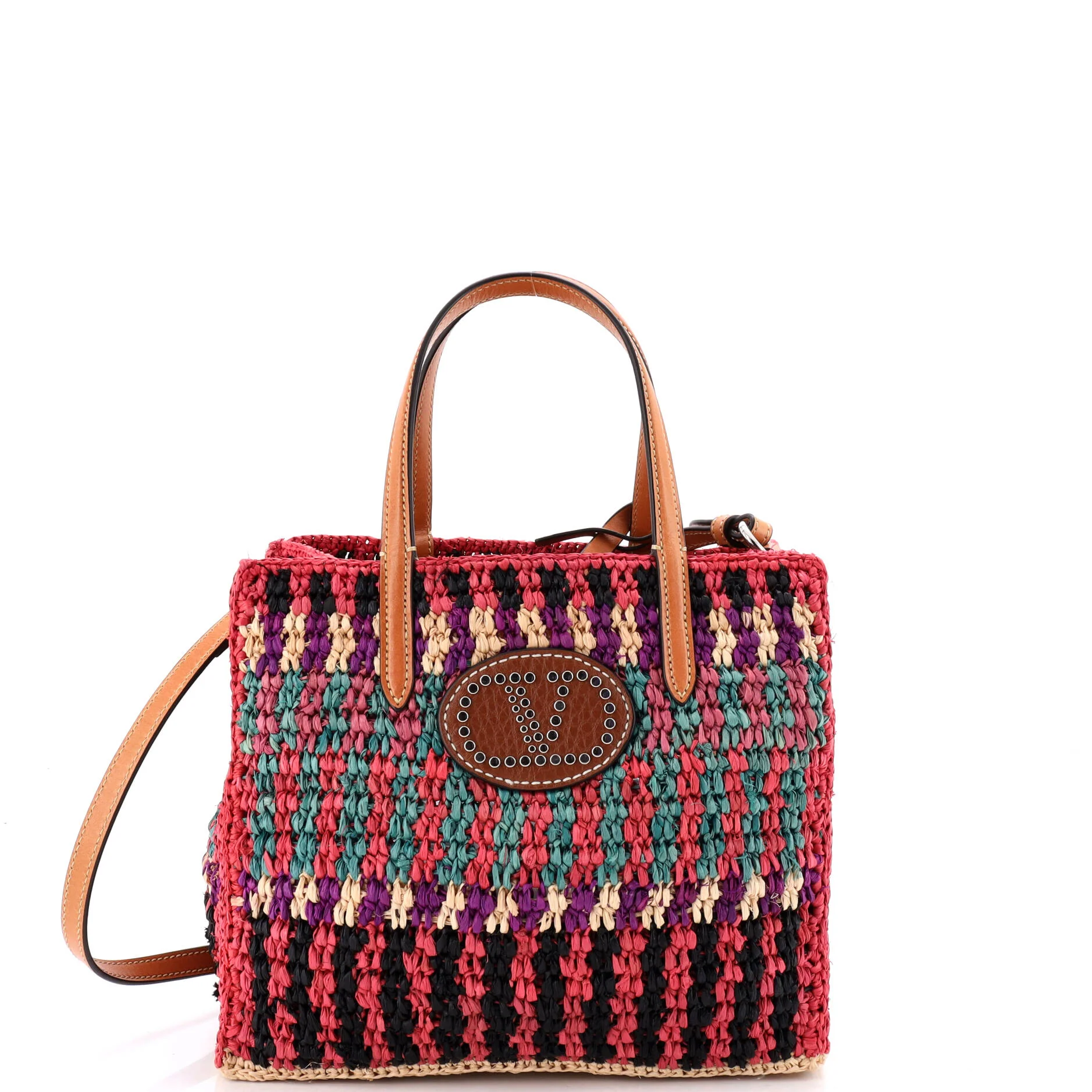 VLogo Convertible Tote Raffia Small