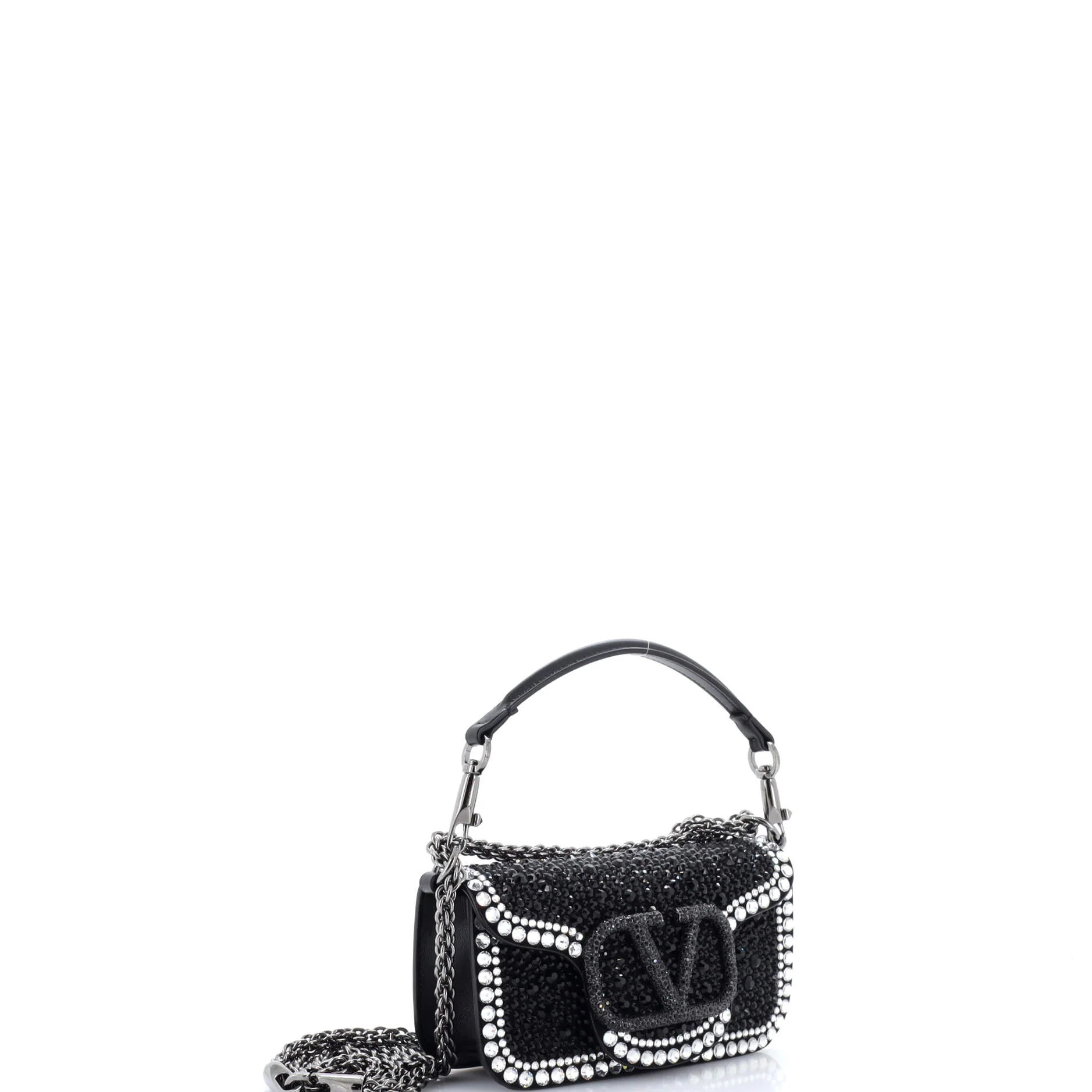 VLogo Loco Flap Shoulder Bag Embellished Leather Small - Image 2