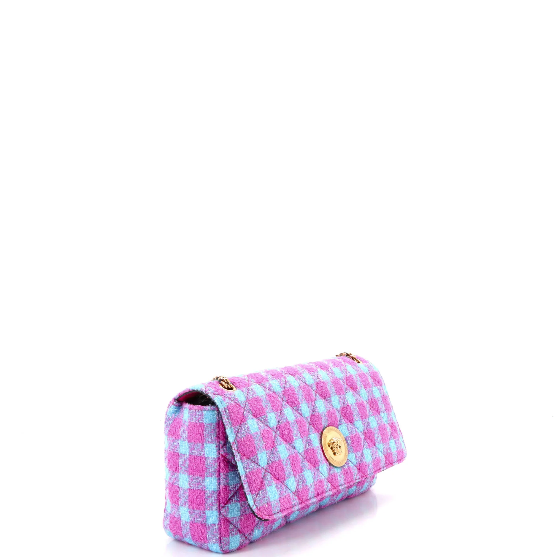 Medusa Icon Chain Flap Bag Quilted Tweed East West - Image 2