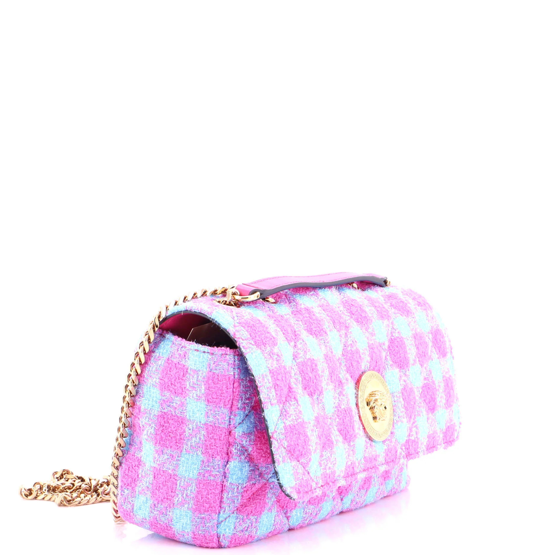 Medusa Icon Chain Flap Bag Quilted Tweed East West - Image 2