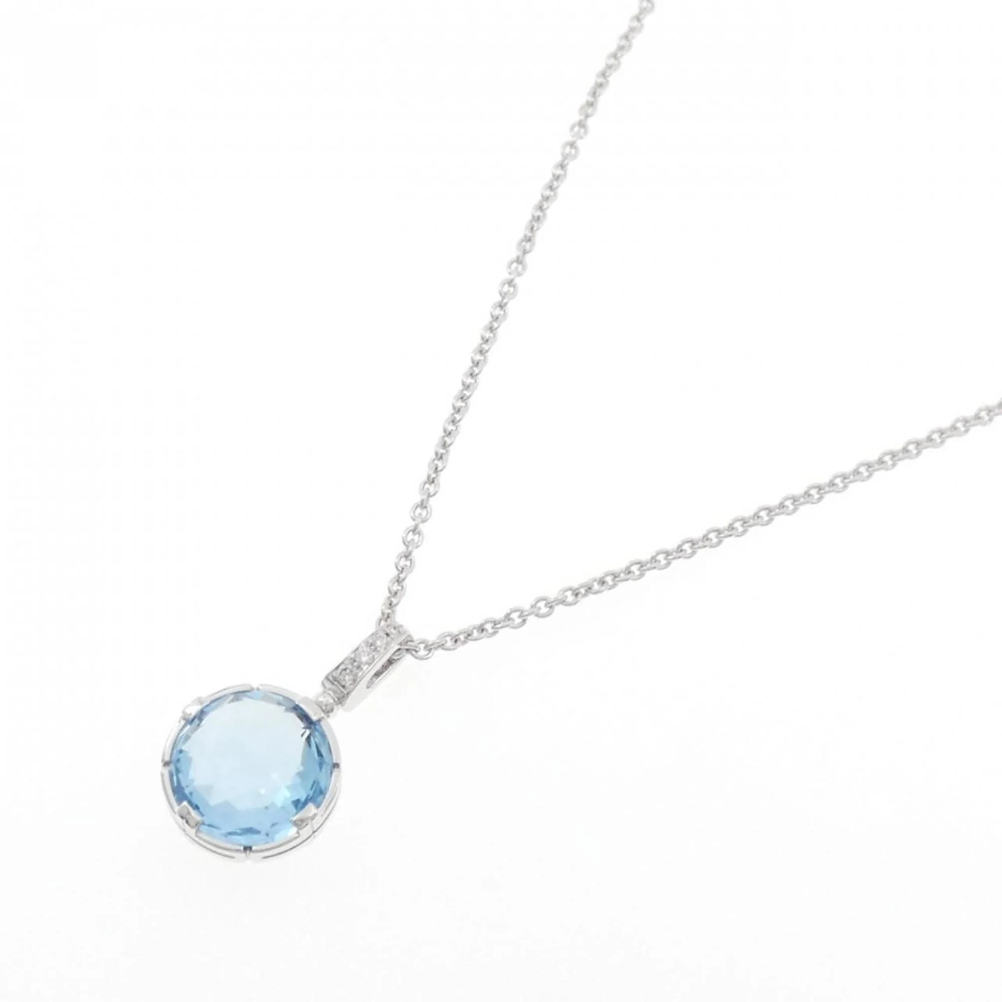 Parentesi Pendant Necklace 18K White Gold with Diamond and Topaz - Image 2