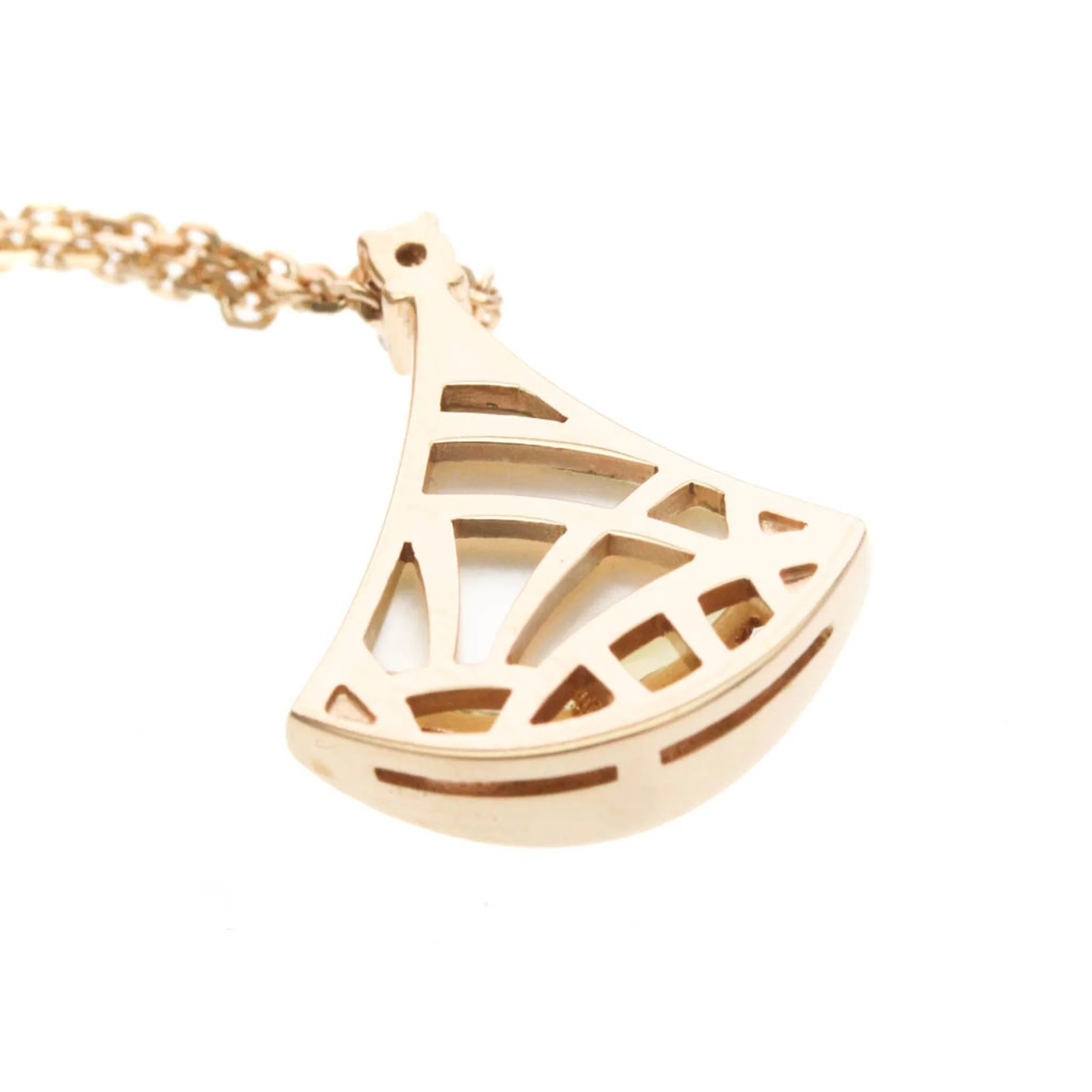 Pendant Necklace 18K Rose Gold with Diamond and Mother Of Pearl - Image 8