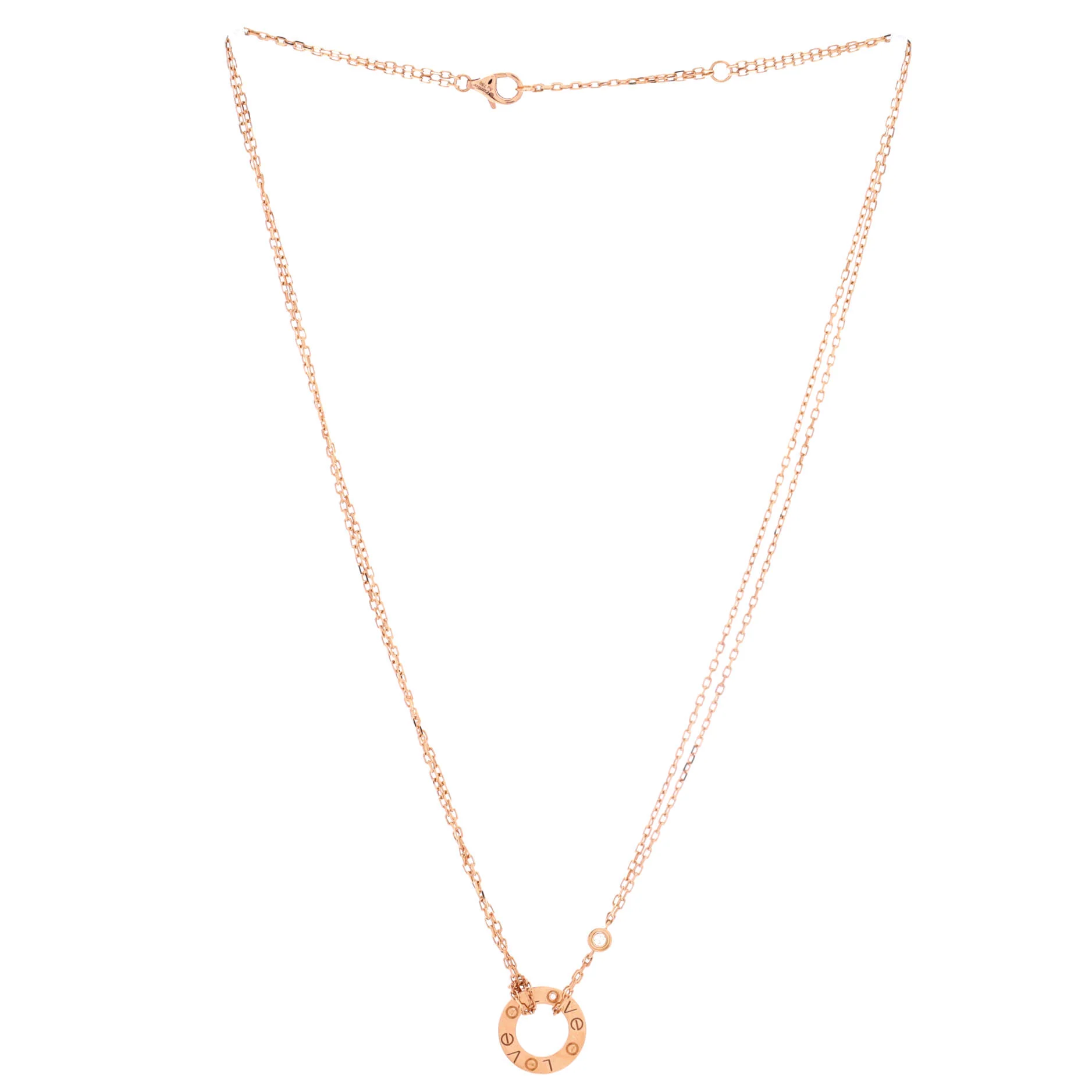 2 Diamonds Love Pendant Necklace 18K Rose Gold and Diamonds - Image 2