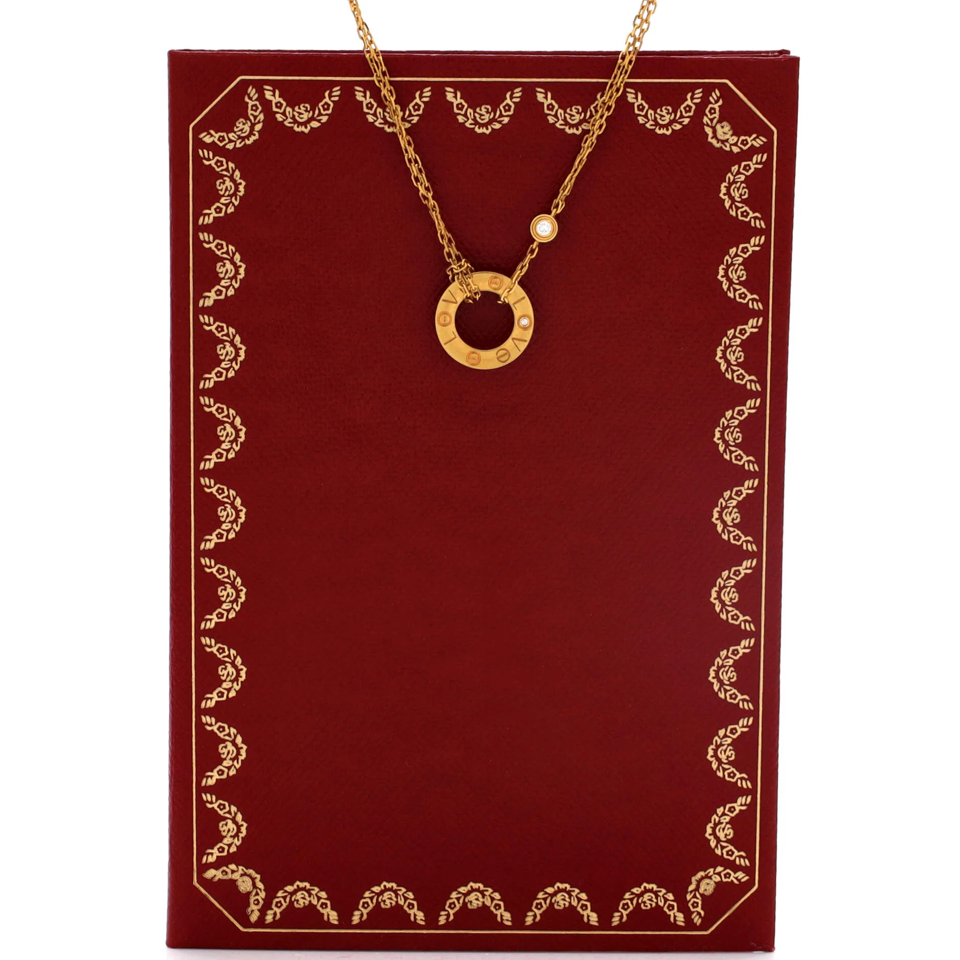 2 Diamonds Love Pendant Necklace 18K Yellow Gold and Diamonds - Image 2