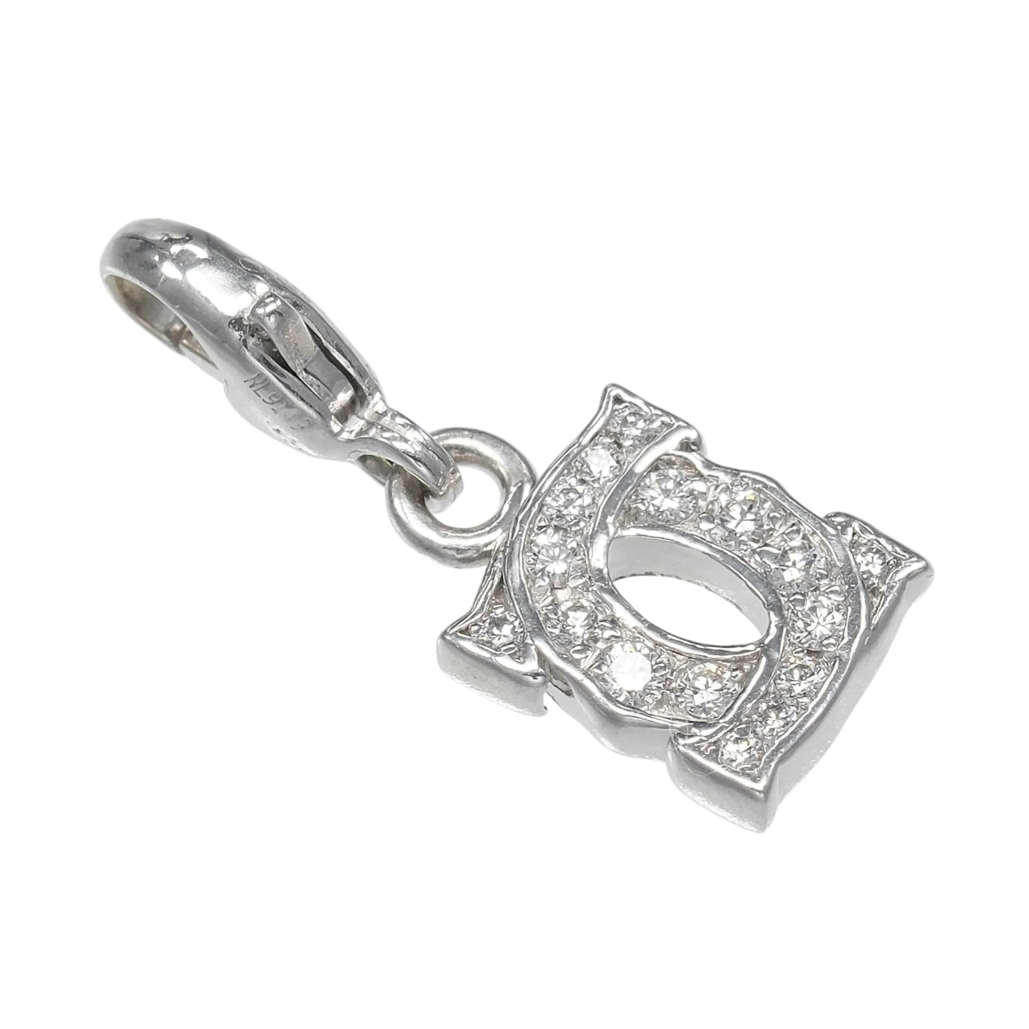 2C Baby Charm Pendant Necklace 18K White Gold with Diamond