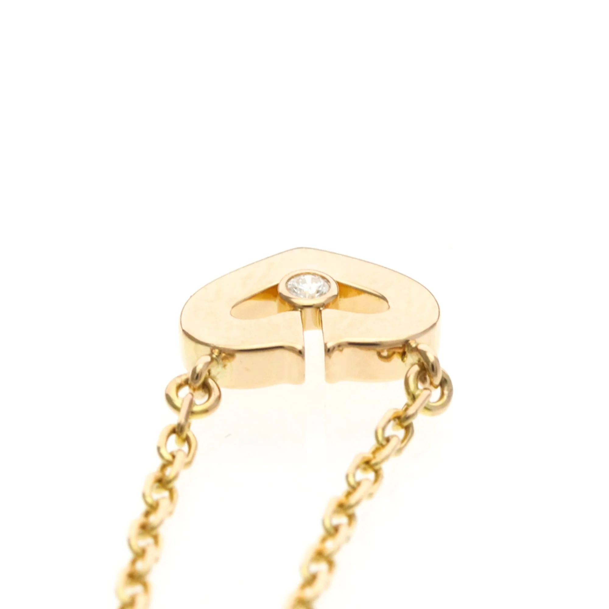 C Heart Pendant Necklace 18K Rose Gold with Diamonds - Image 6