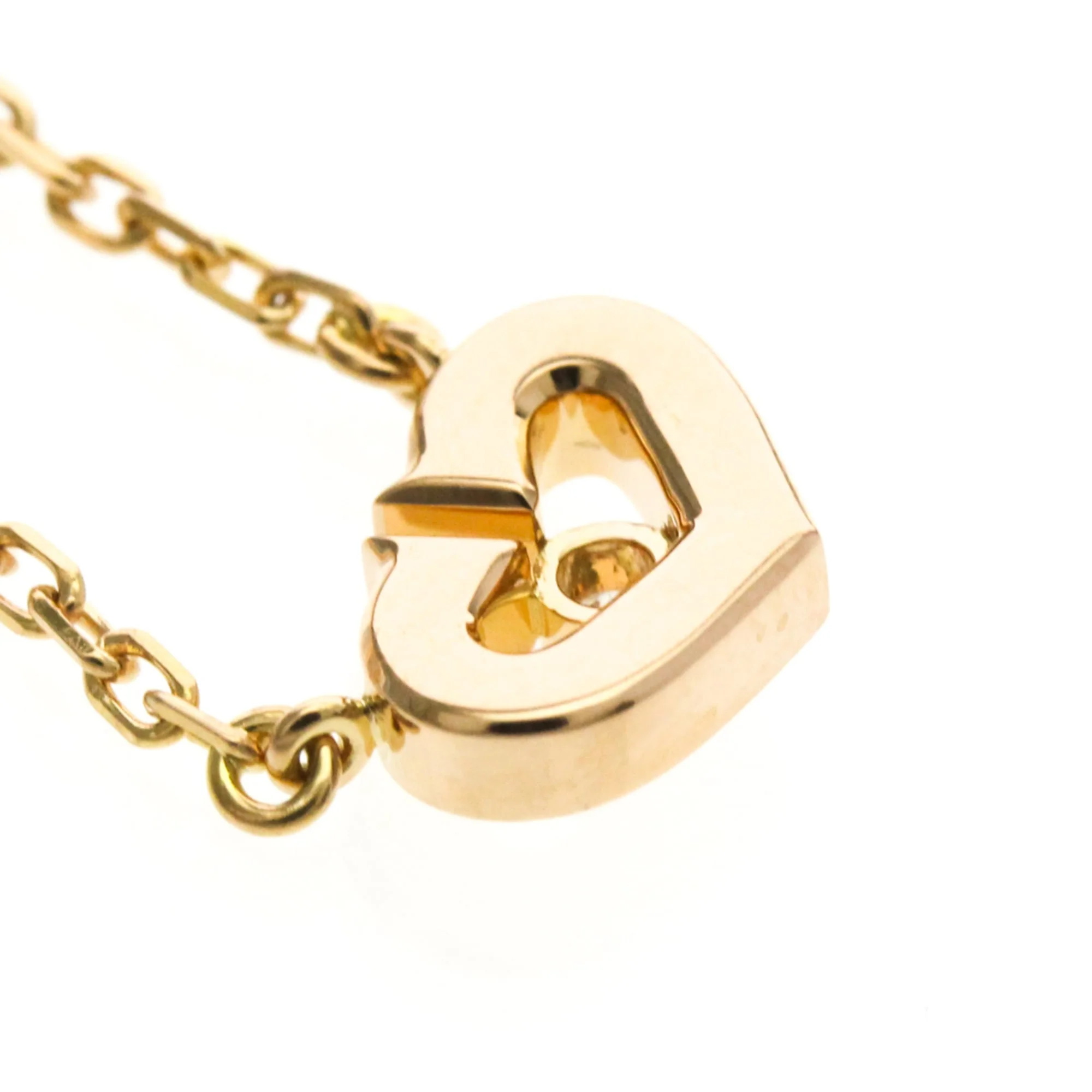 C Heart Pendant Necklace 18K Rose Gold with Diamonds - Image 8