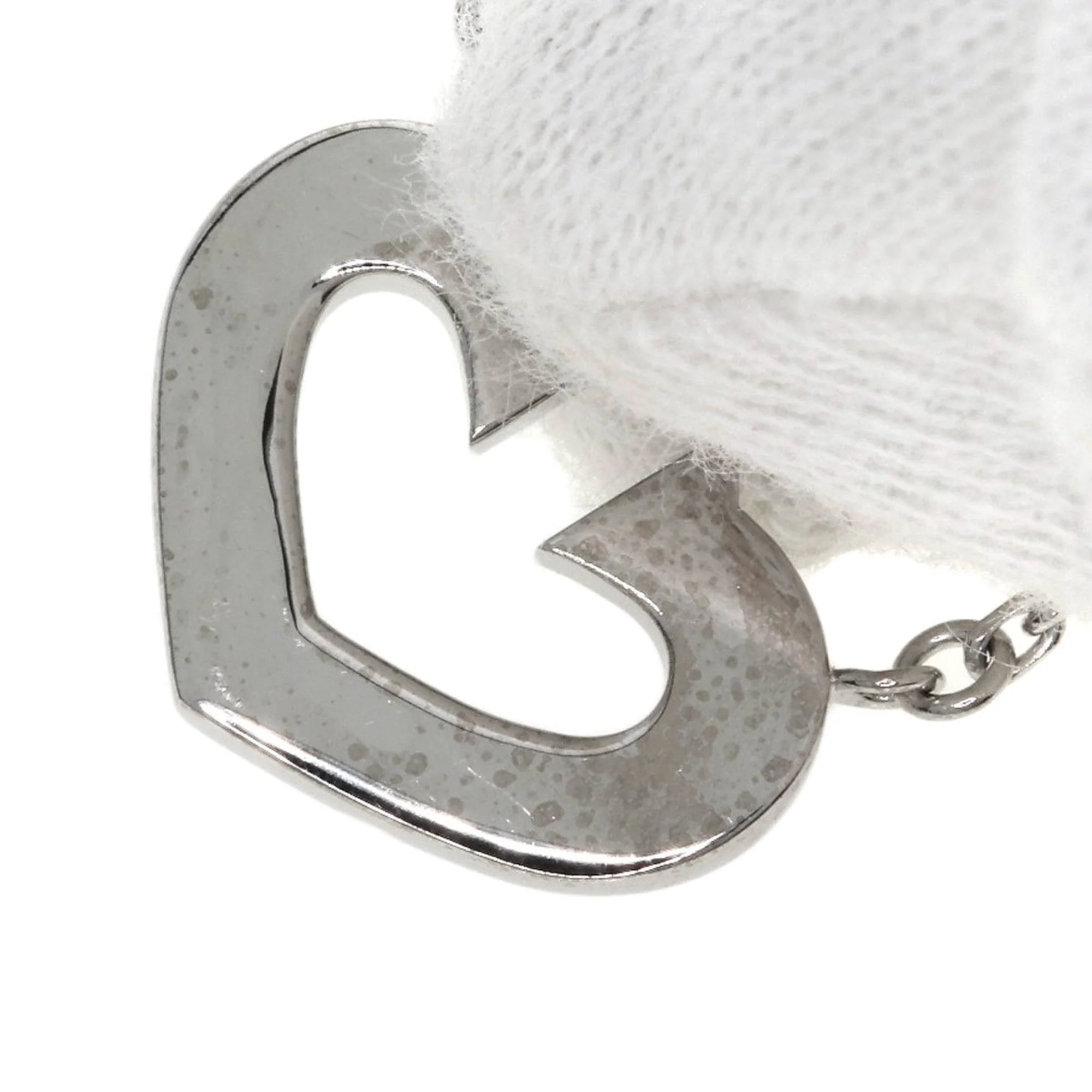 C Heart Pendant Necklace 18K White Gold - Image 5