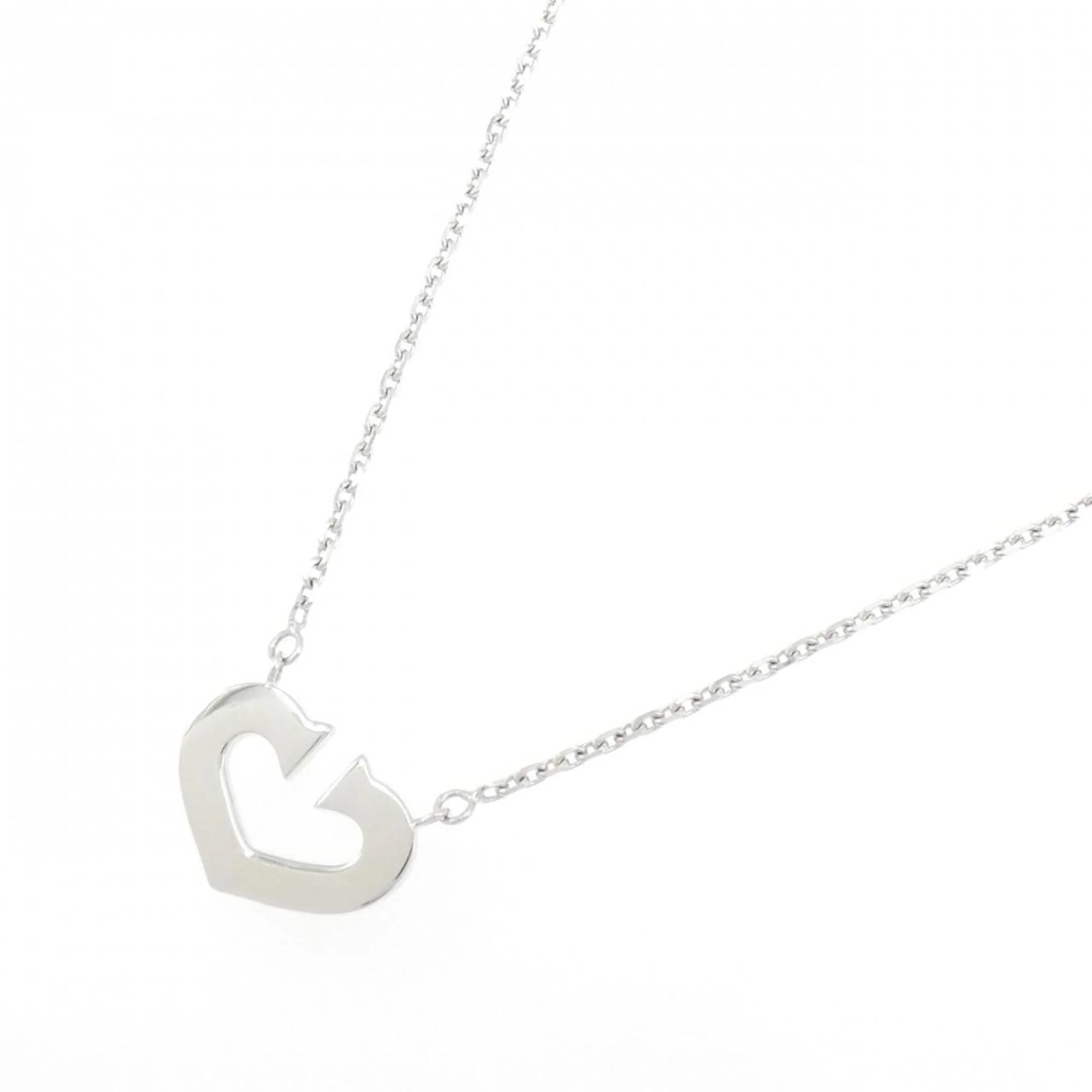 C Heart Pendant Necklace 18K White Gold - Image 2