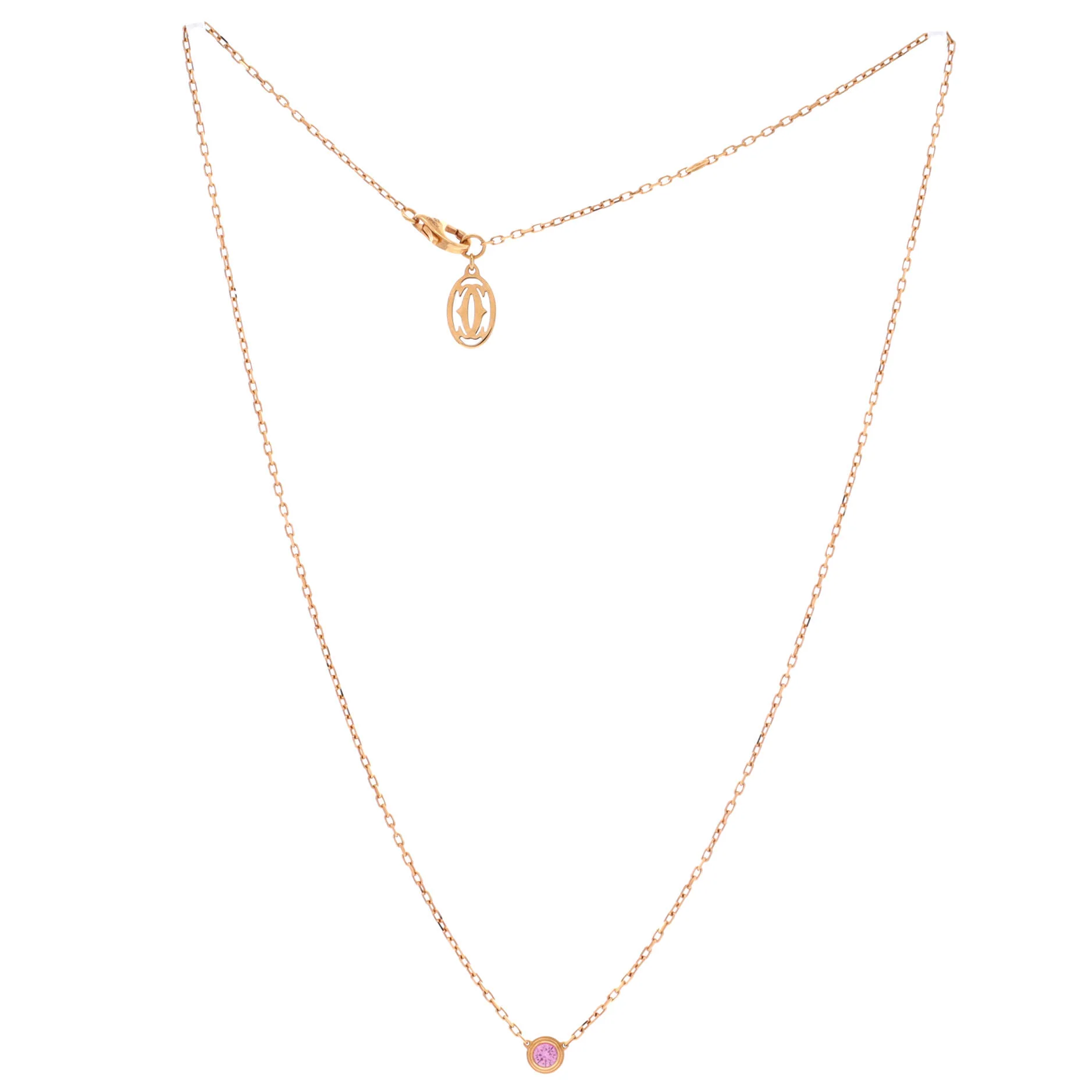 Cartier D'Amour Pendant Necklace 18K Rose Gold with Pink Sapphire Small - Image 3