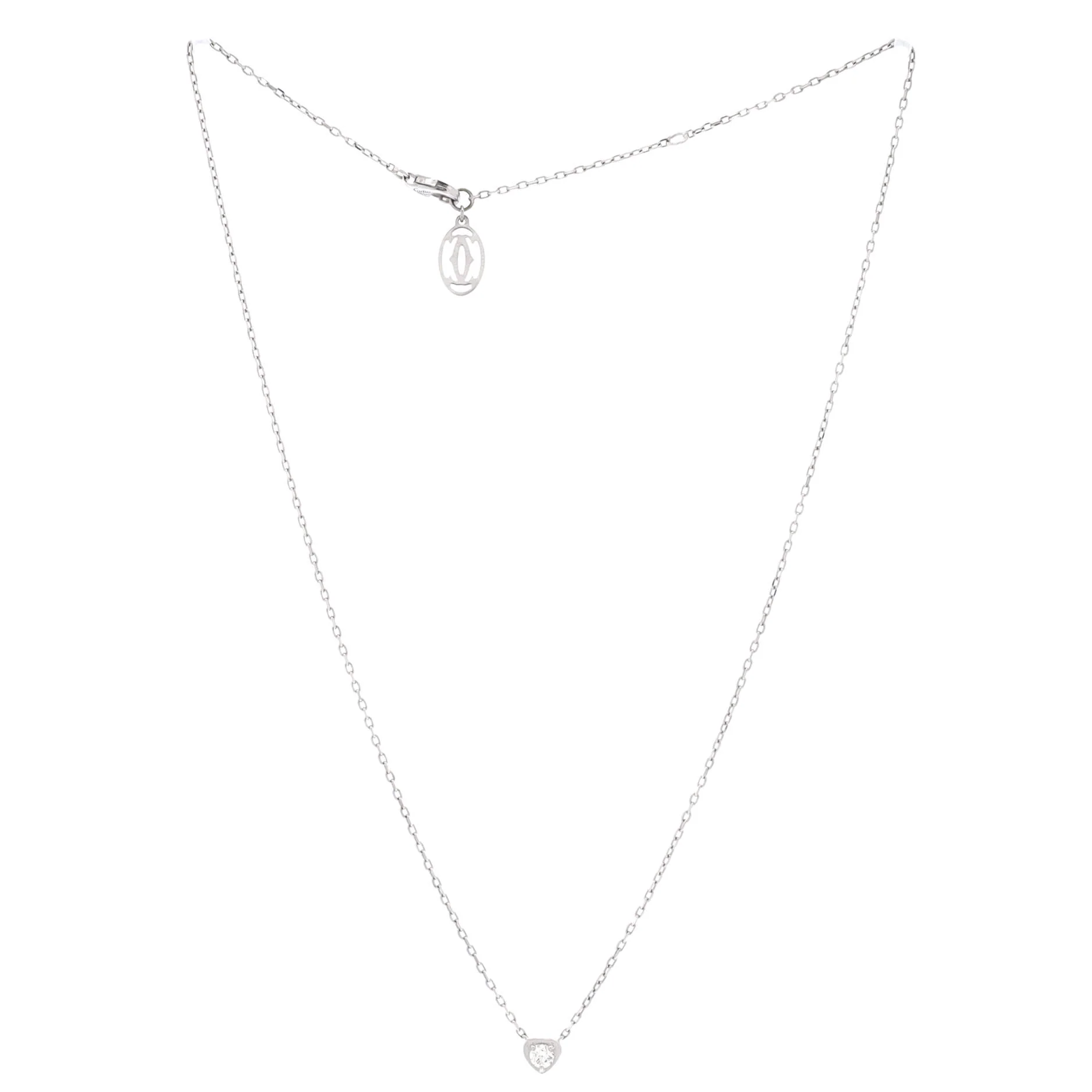 D'Amour Heart Pendant Necklace 18K White Gold with Diamond - Image 2