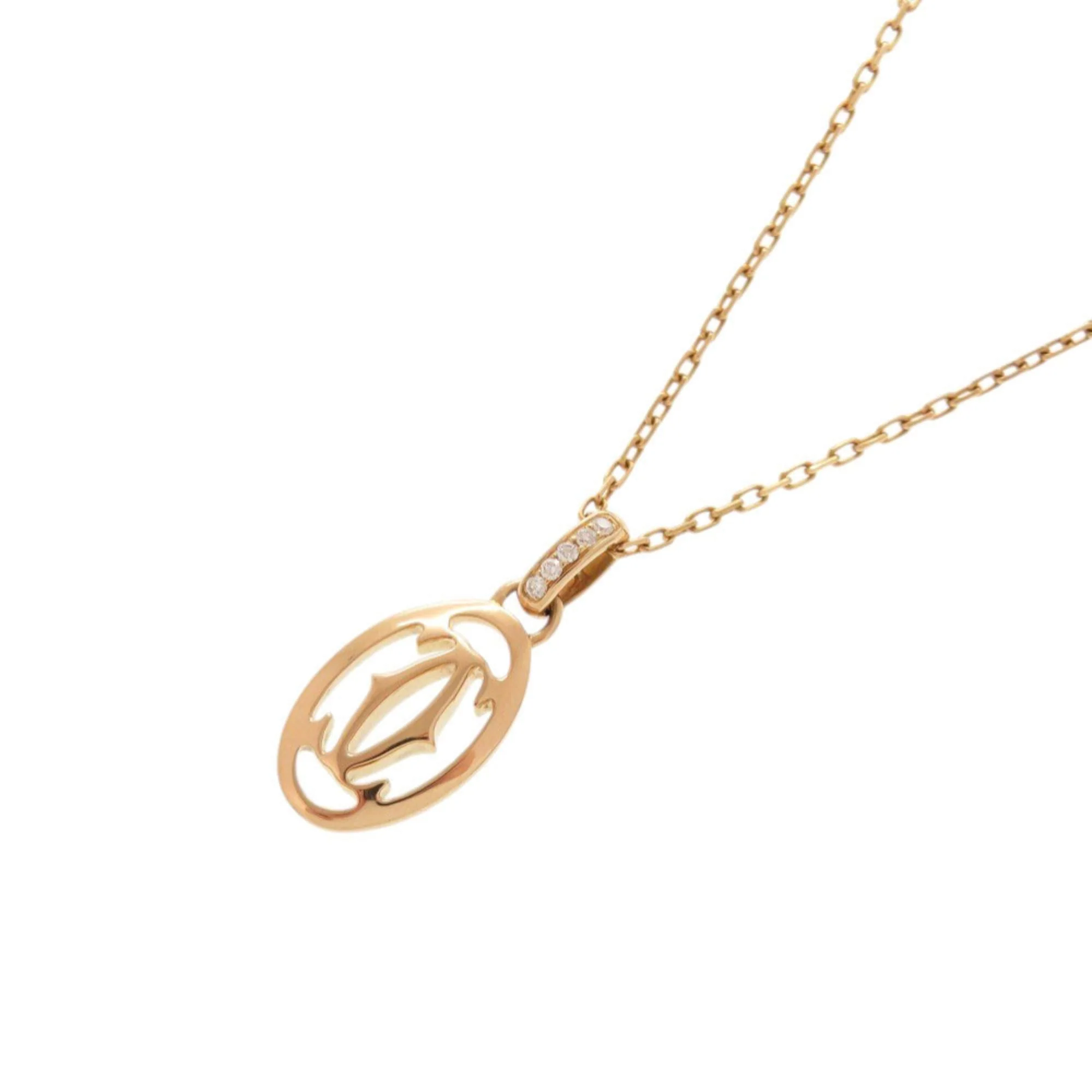 Double C Pendant Necklace 18K Rose Gold