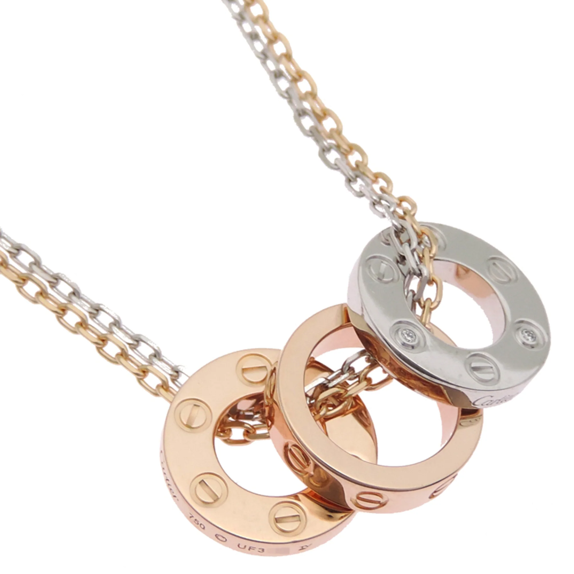 Pendant Necklace 18K Rose Gold and 18K White Gold with Diamond - Image 3