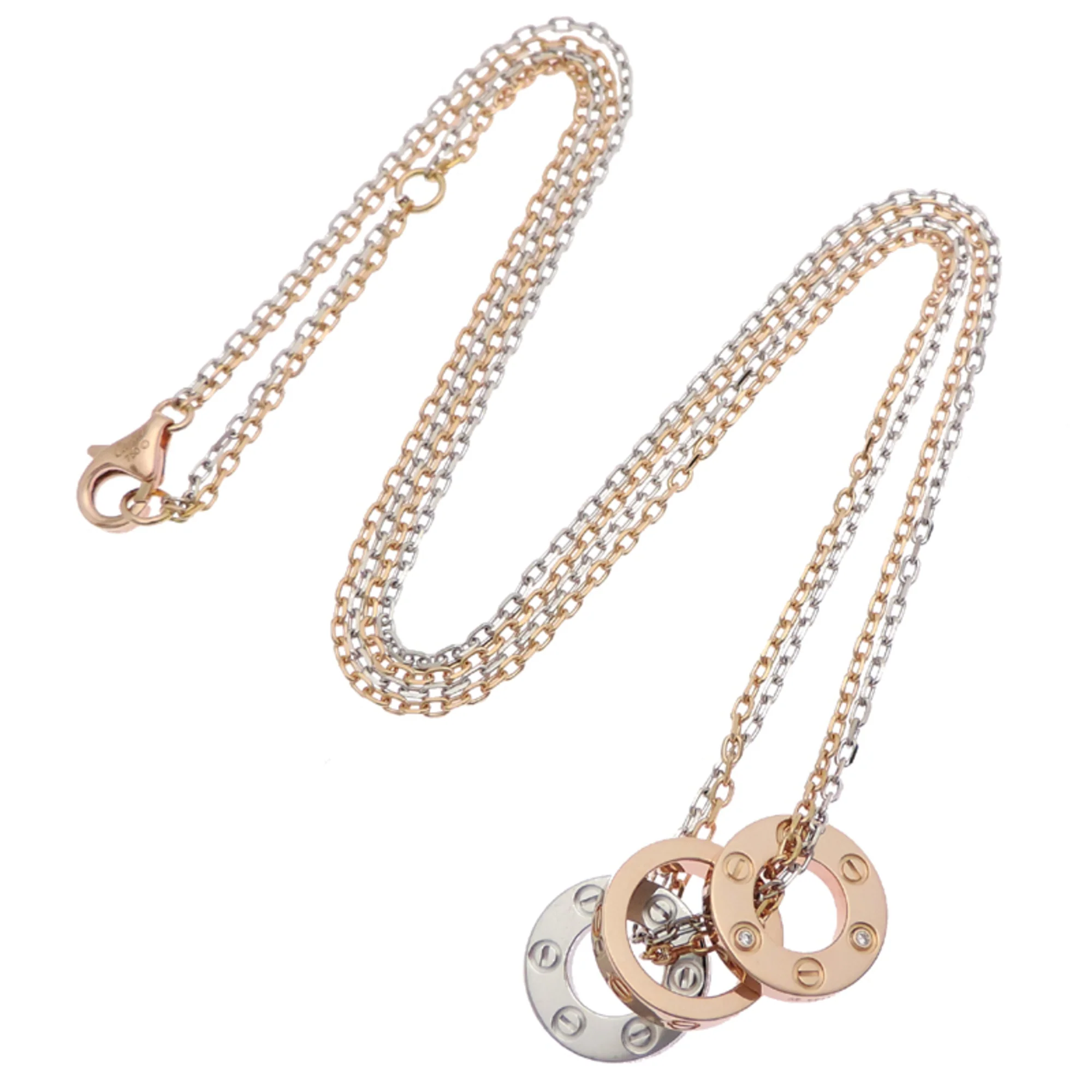 Pendant Necklace 18K Rose Gold and 18K White Gold with Diamond - Image 8