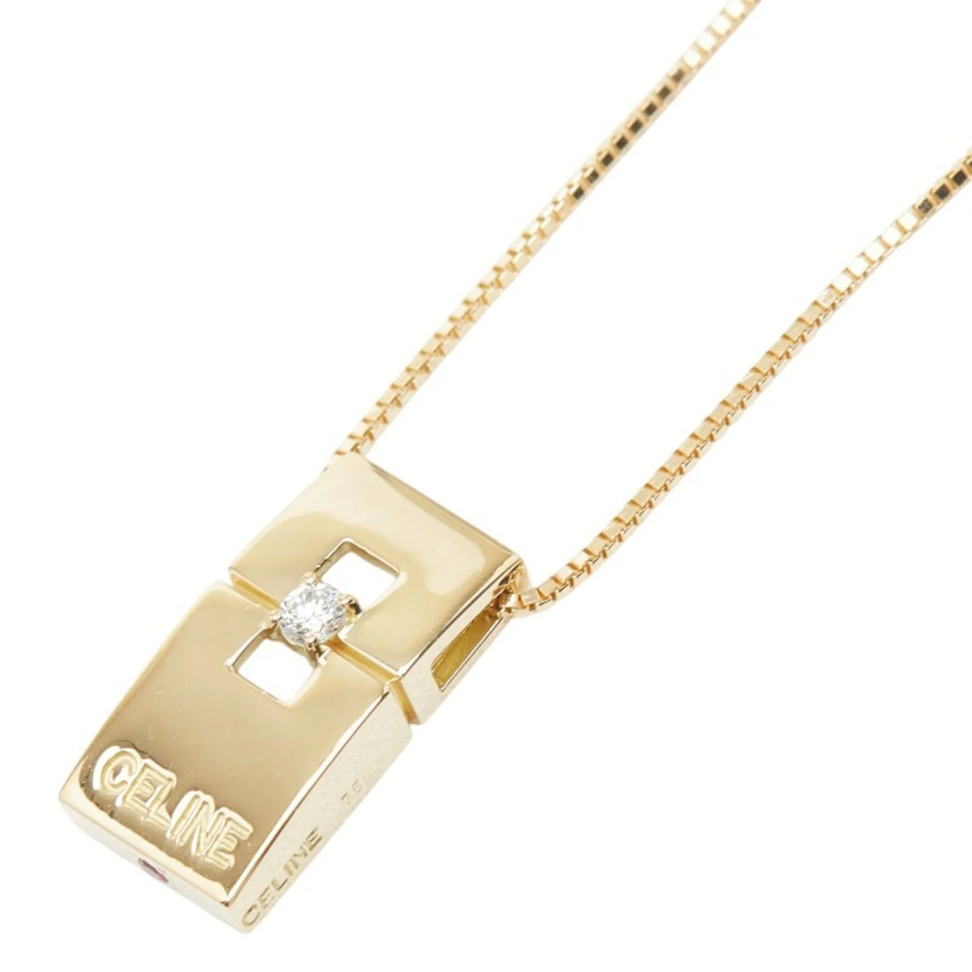 Pendant Necklace 18K Yellow Gold with Diamond and Ruby