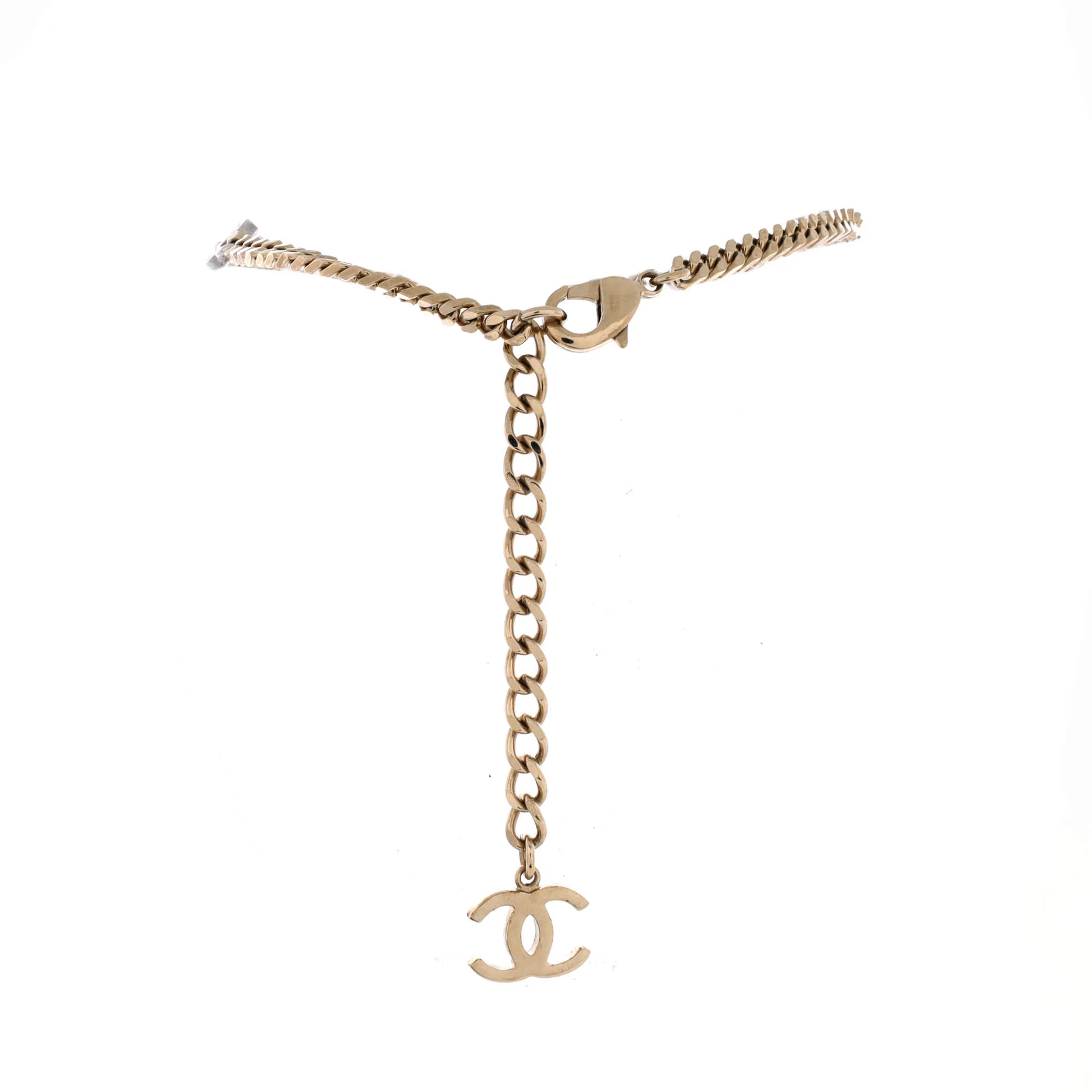 CC Link Choker Necklace Metal with Crystals - Image 2