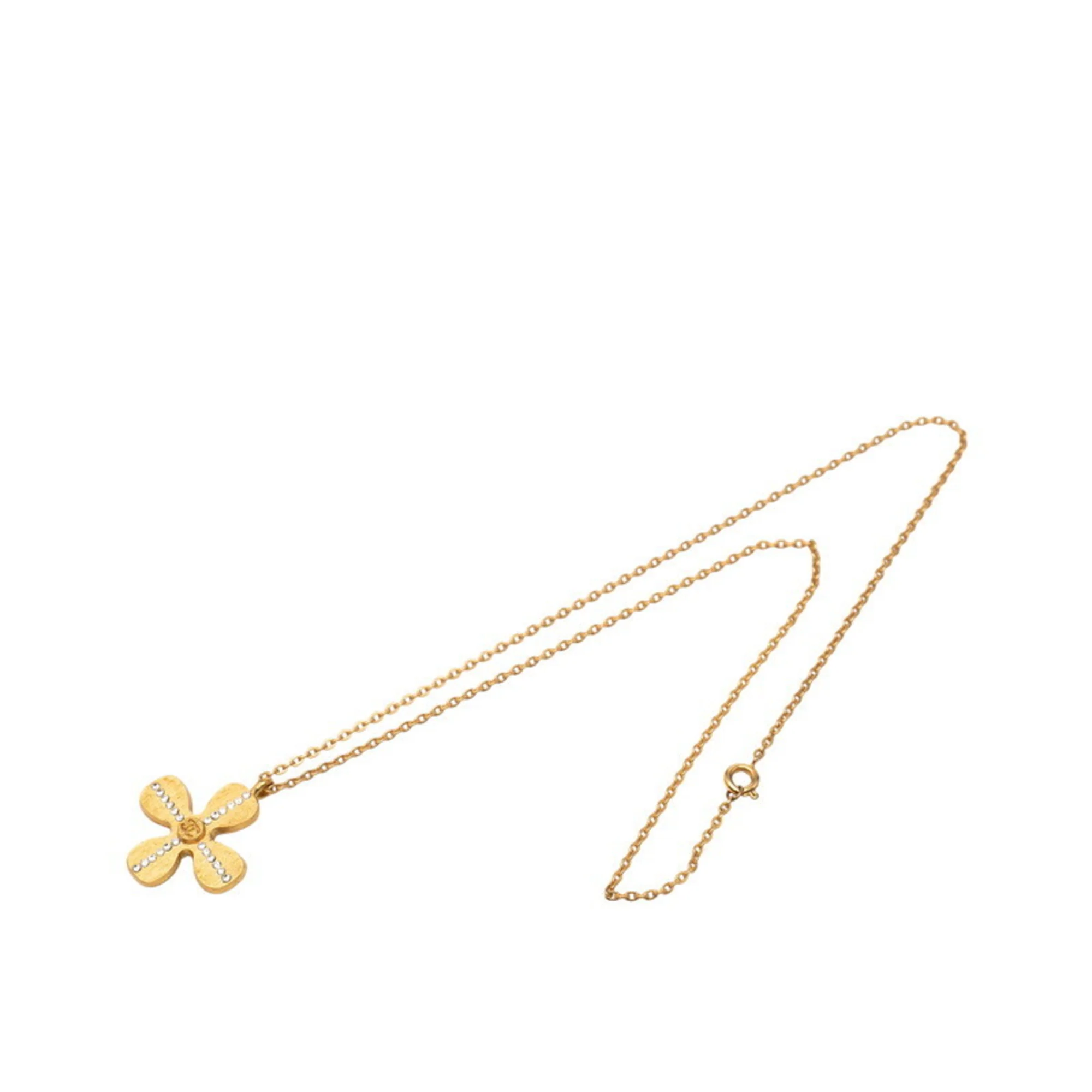 CC Logo Clover Pendant Necklace Gold-Tone Metal - Image 3
