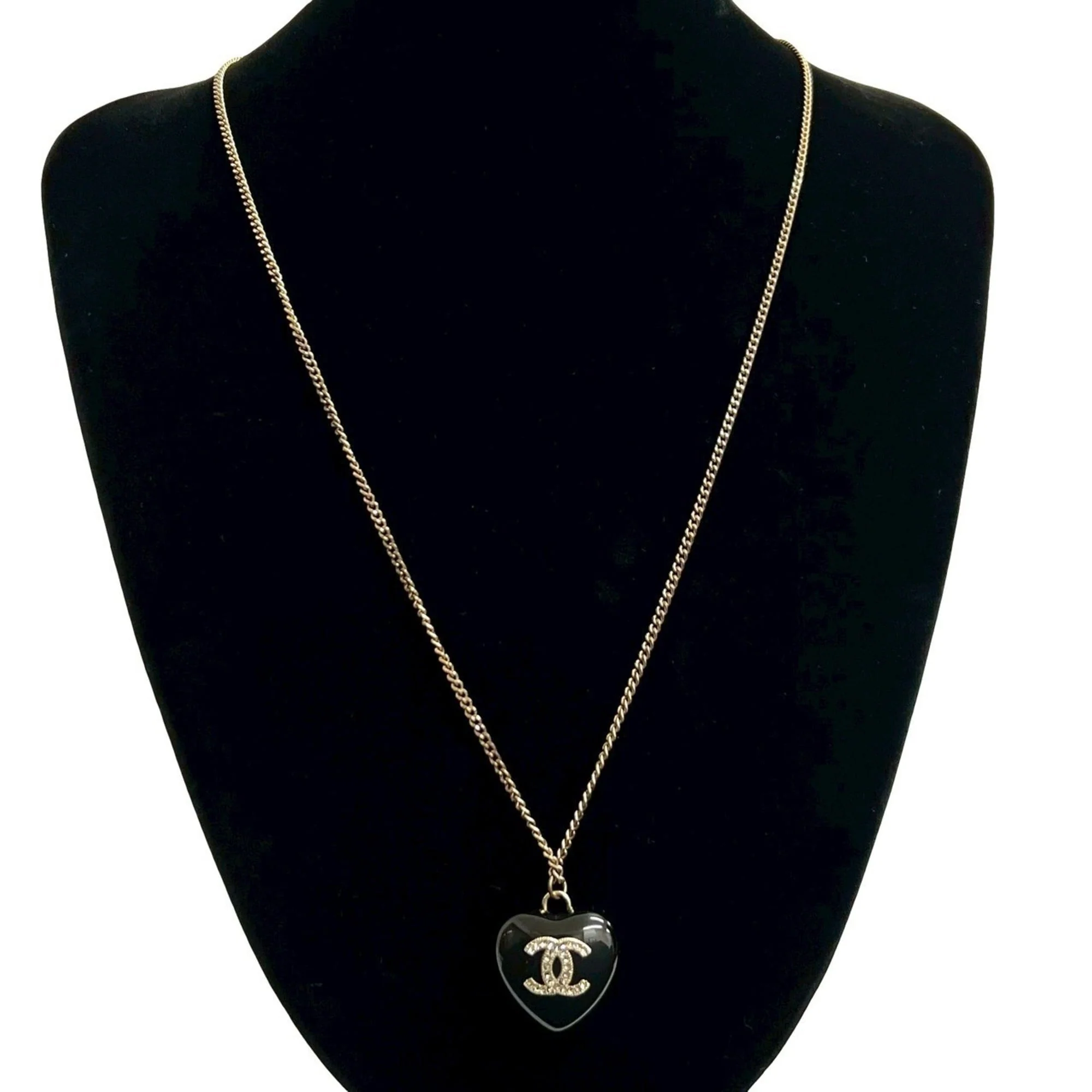 CC Logo Heart Pendant Necklace Metal