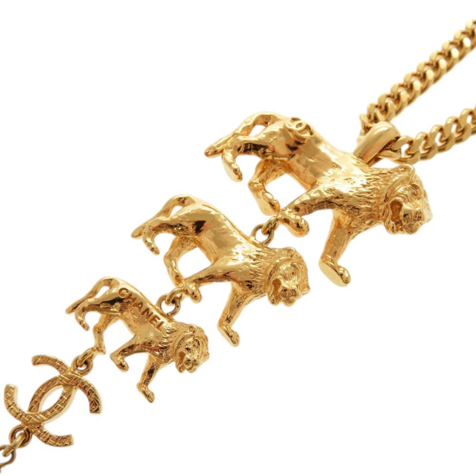 CC Logo Pendant Necklace Gold-Tone Metal - Image 5
