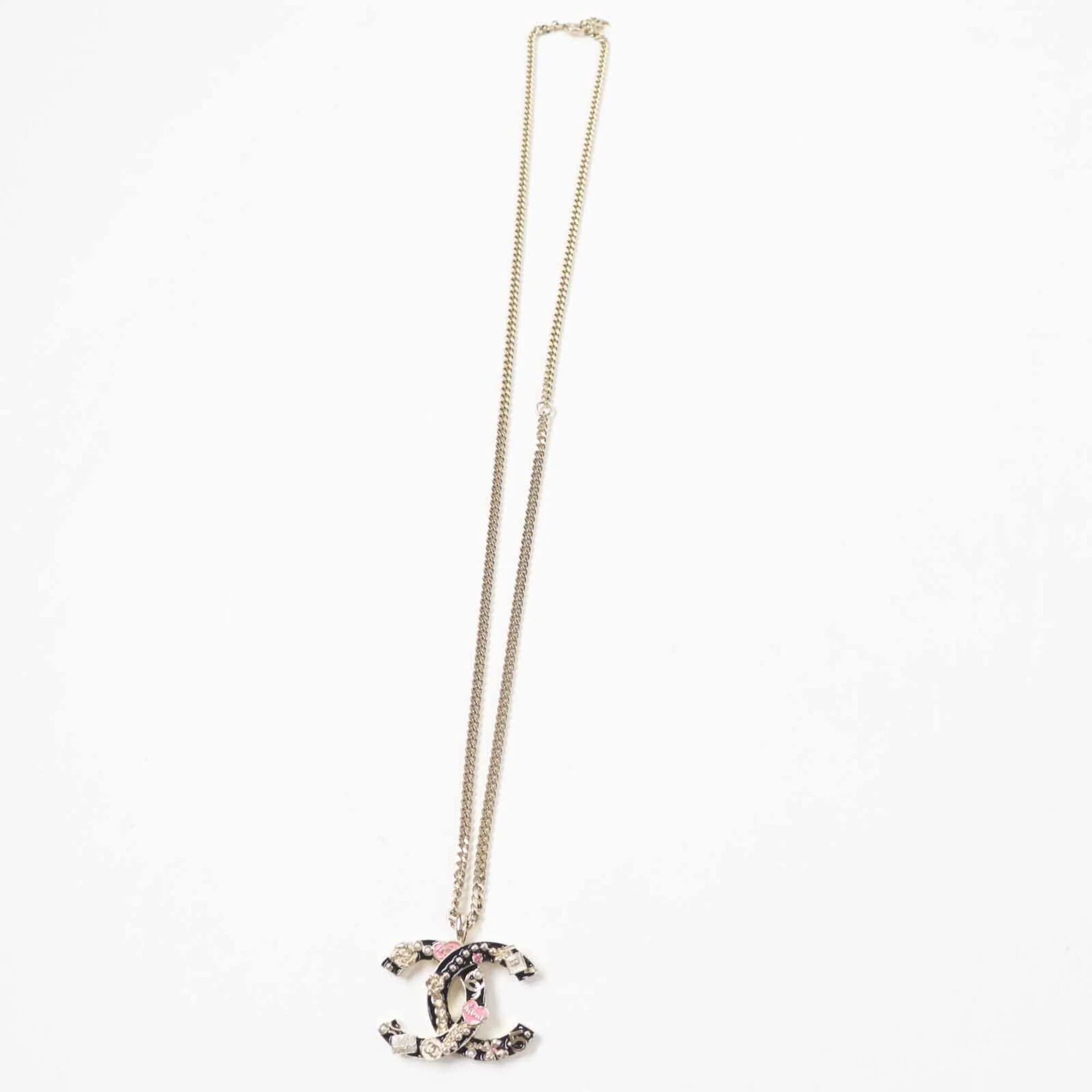 CC Logo Pendant Necklace Gold-Tone Metal - Image 3