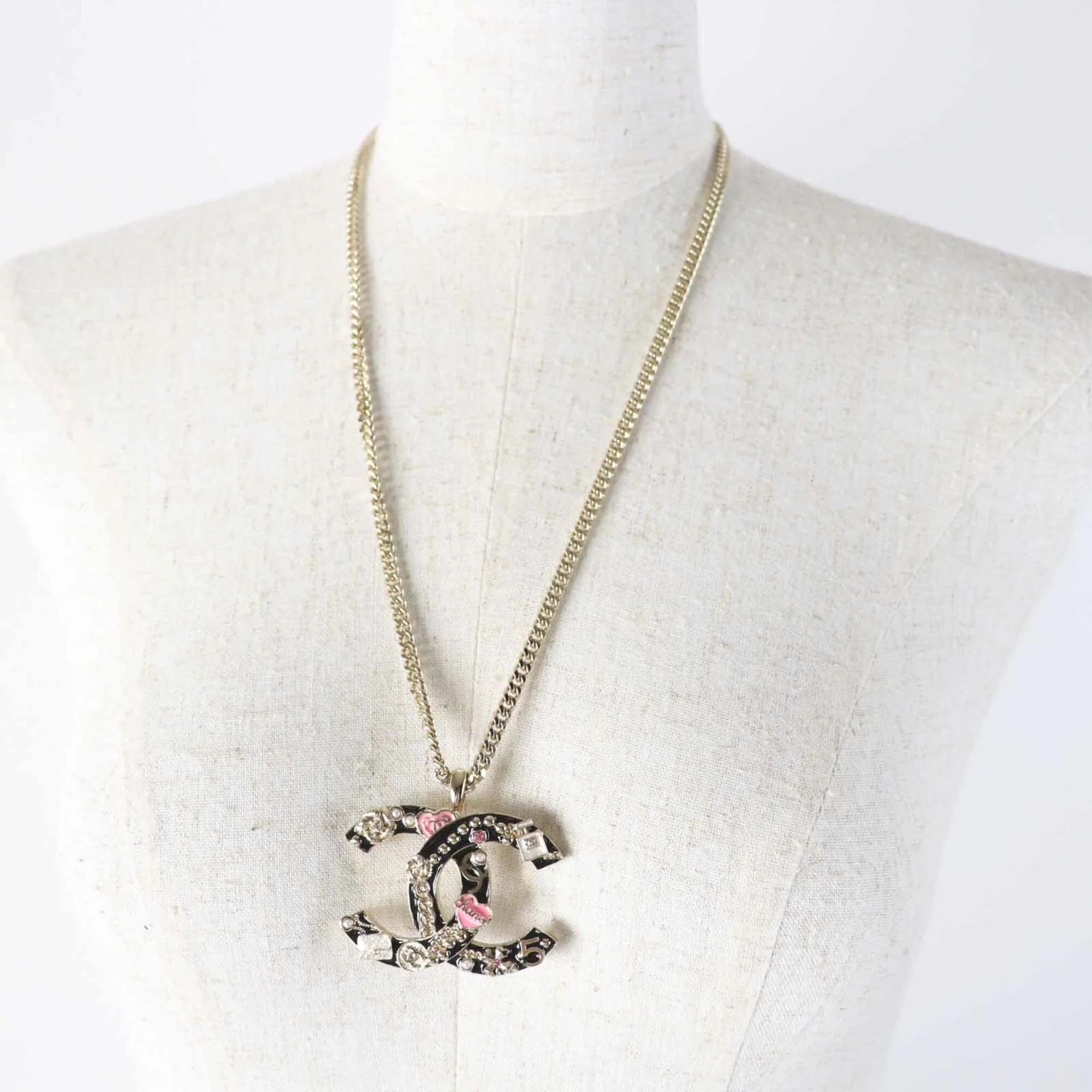 CC Logo Pendant Necklace Gold-Tone Metal - Image 5