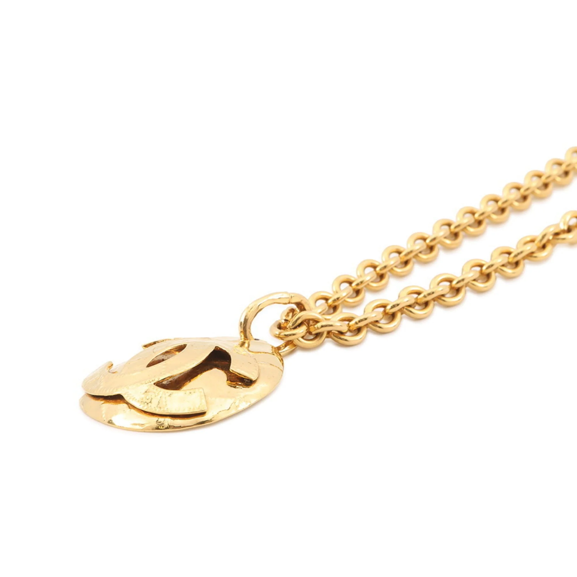 CC Logo Pendant Necklace Gold-Tone Metal - Image 2